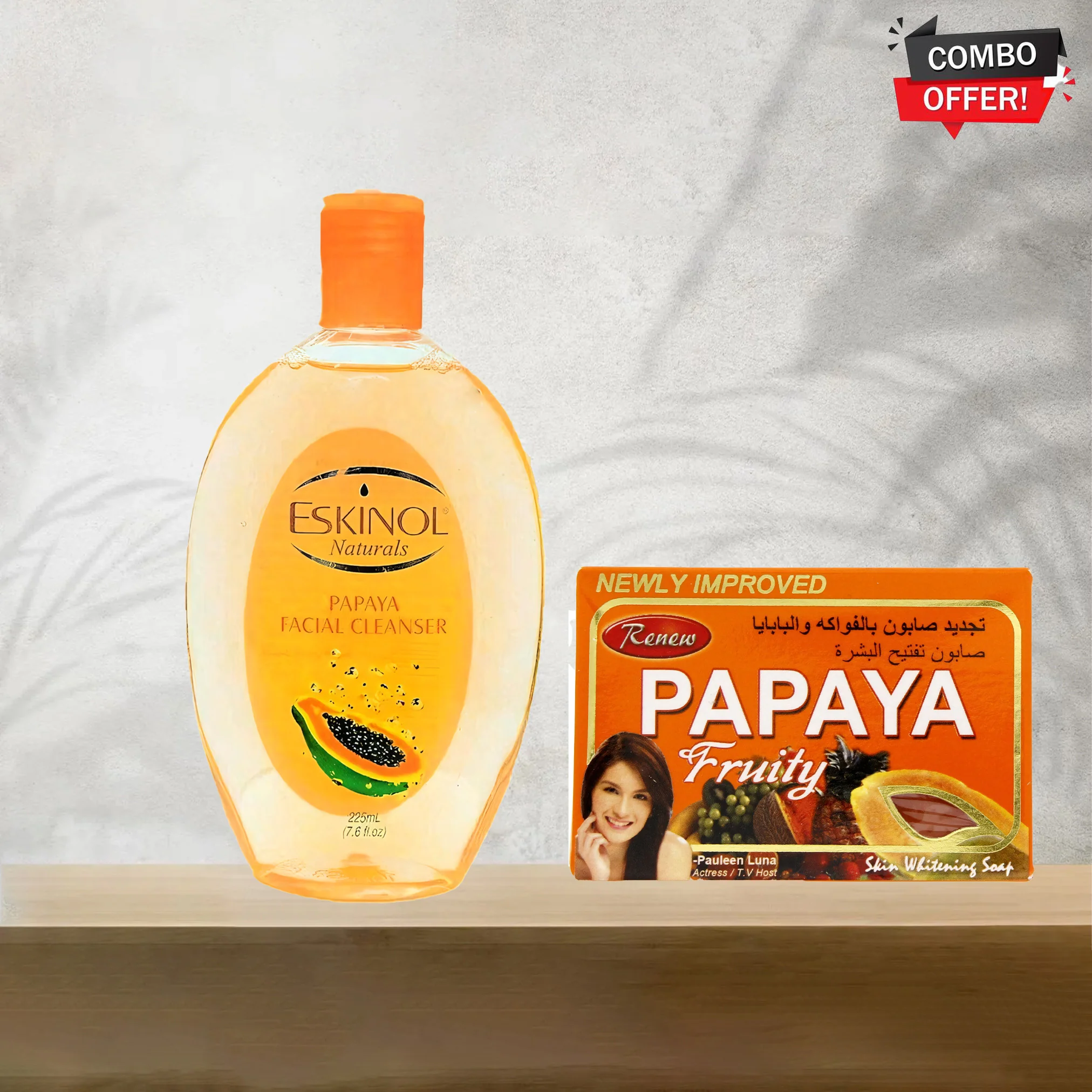 Papaya Glow Duo Combo Pack - Eskinol Naturals Papaya Facial Cleanser (225ml) + Renew Papaya Fruity Soap (135g) - Image 5