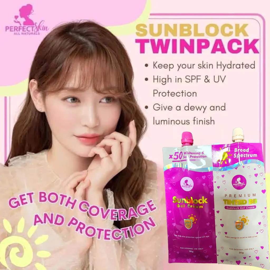 Perfect Skin Sunblock Gel Cream + Premium Tinted BB Sunblock Cream Twinpack - 30g each - Image 3