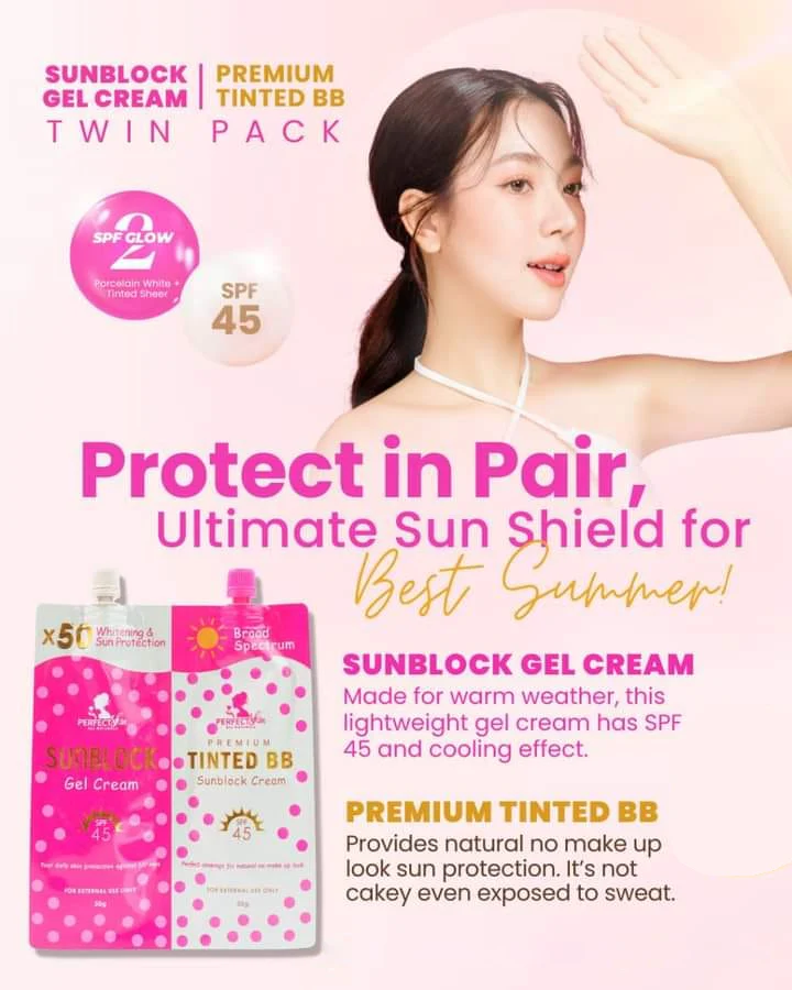 Perfect Skin Sunblock Gel + Tinted BB Sunblock Cream SPF45 (Twin Pack) - Image 5