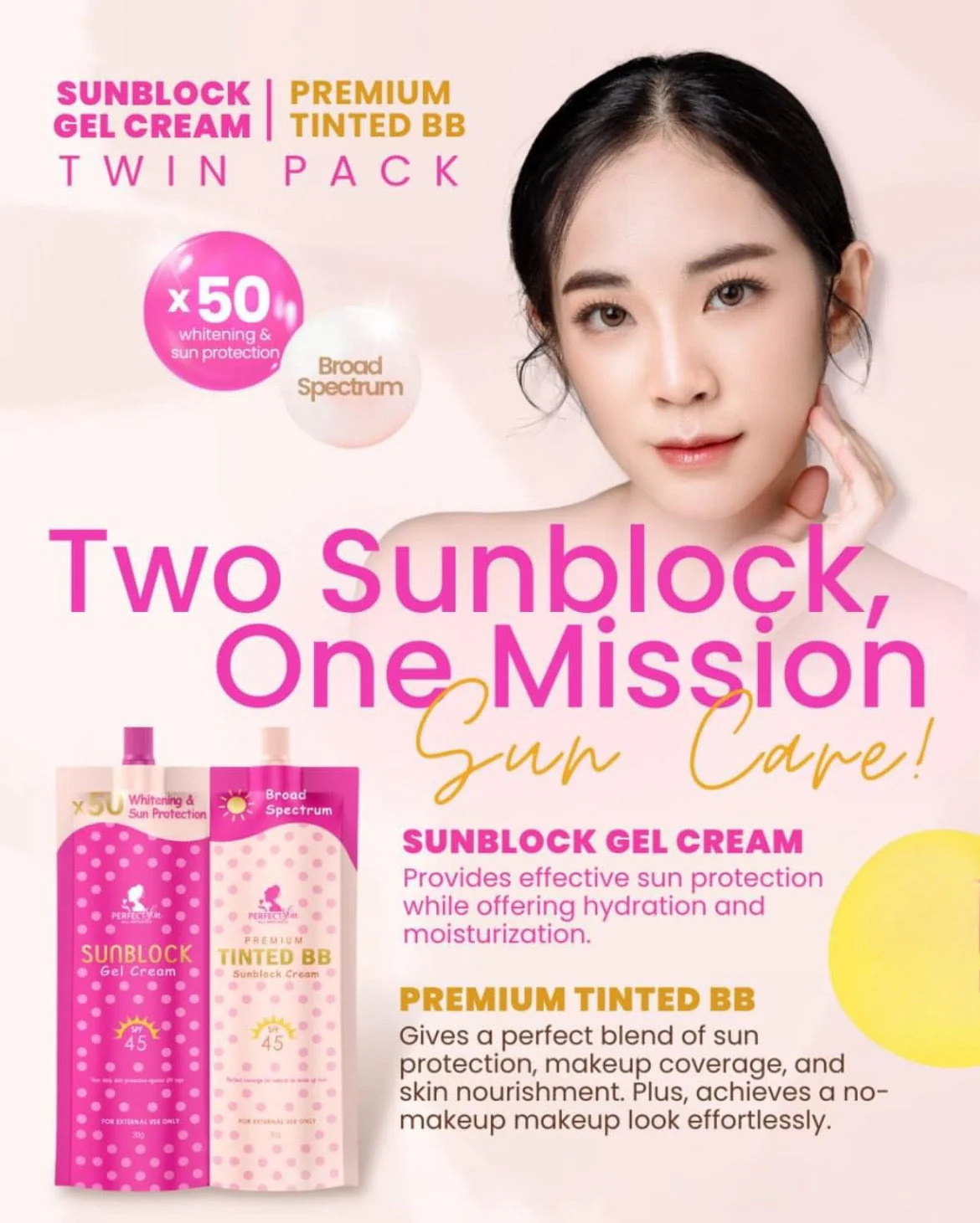 Perfect Skin Sunblock Gel + Tinted BB Sunblock Cream SPF45 (Twin Pack) - Image 6