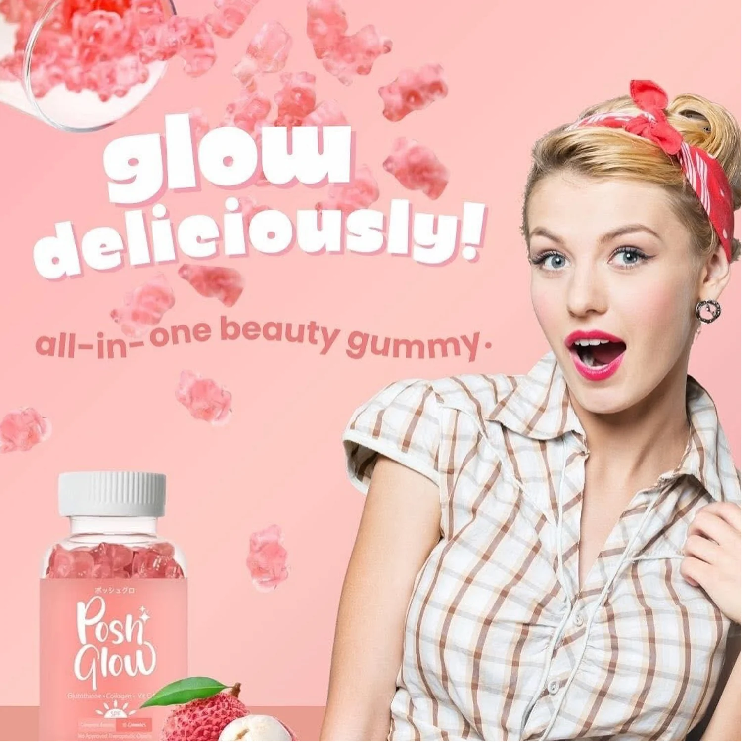 Posh Glow All-In-One Beauty Gummy – Lychee Flavor - Image 3
