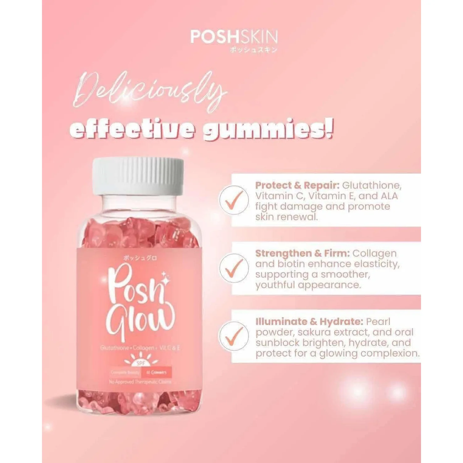 Posh Glow All-In-One Beauty Gummy – Lychee Flavor - Image 5