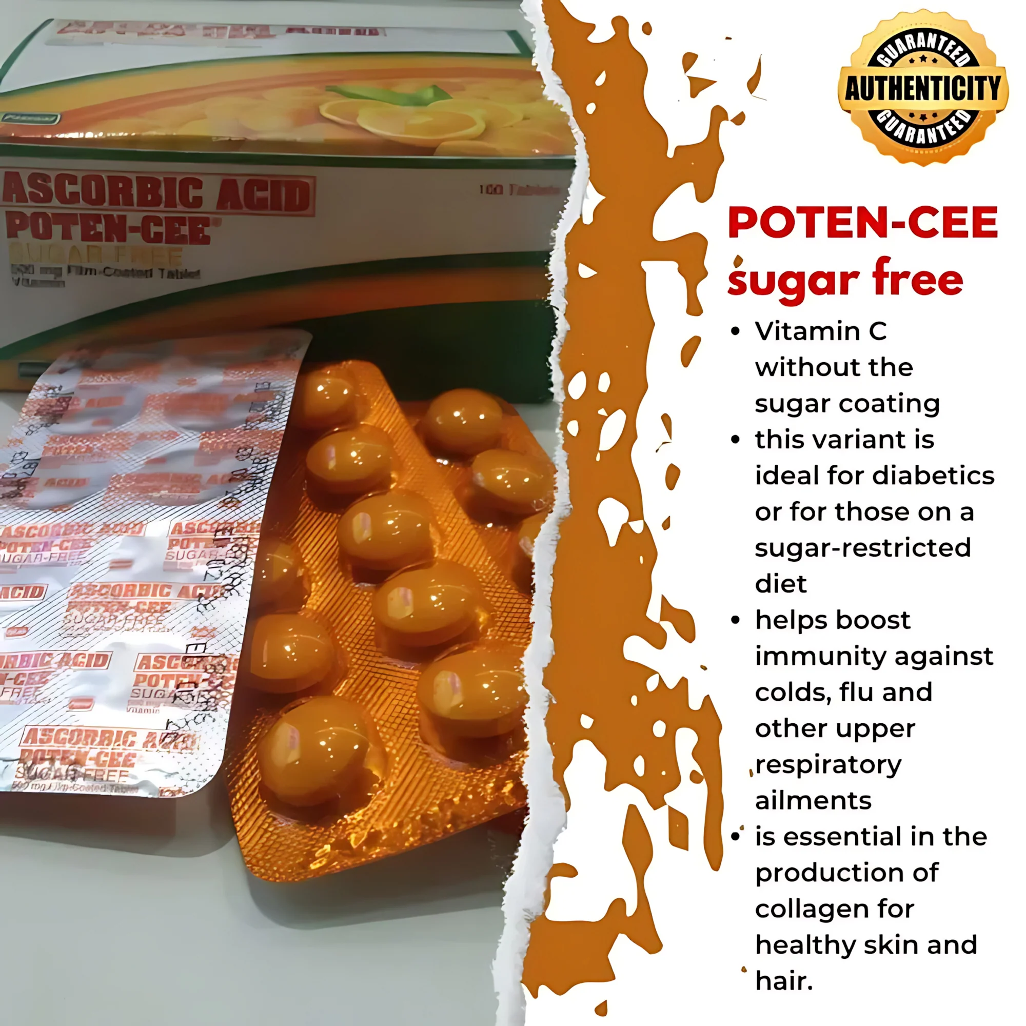Ascorbic Acid Poten-Cee Sugar-Free 500mg Film-Coated (Vitamin C) Tablets – 100 Tablets - Image 9