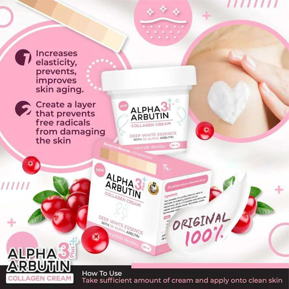 Precious Skin Alpha Arbutin 3 Plus Collagen Cream for Face and Body - 100g - Image 2