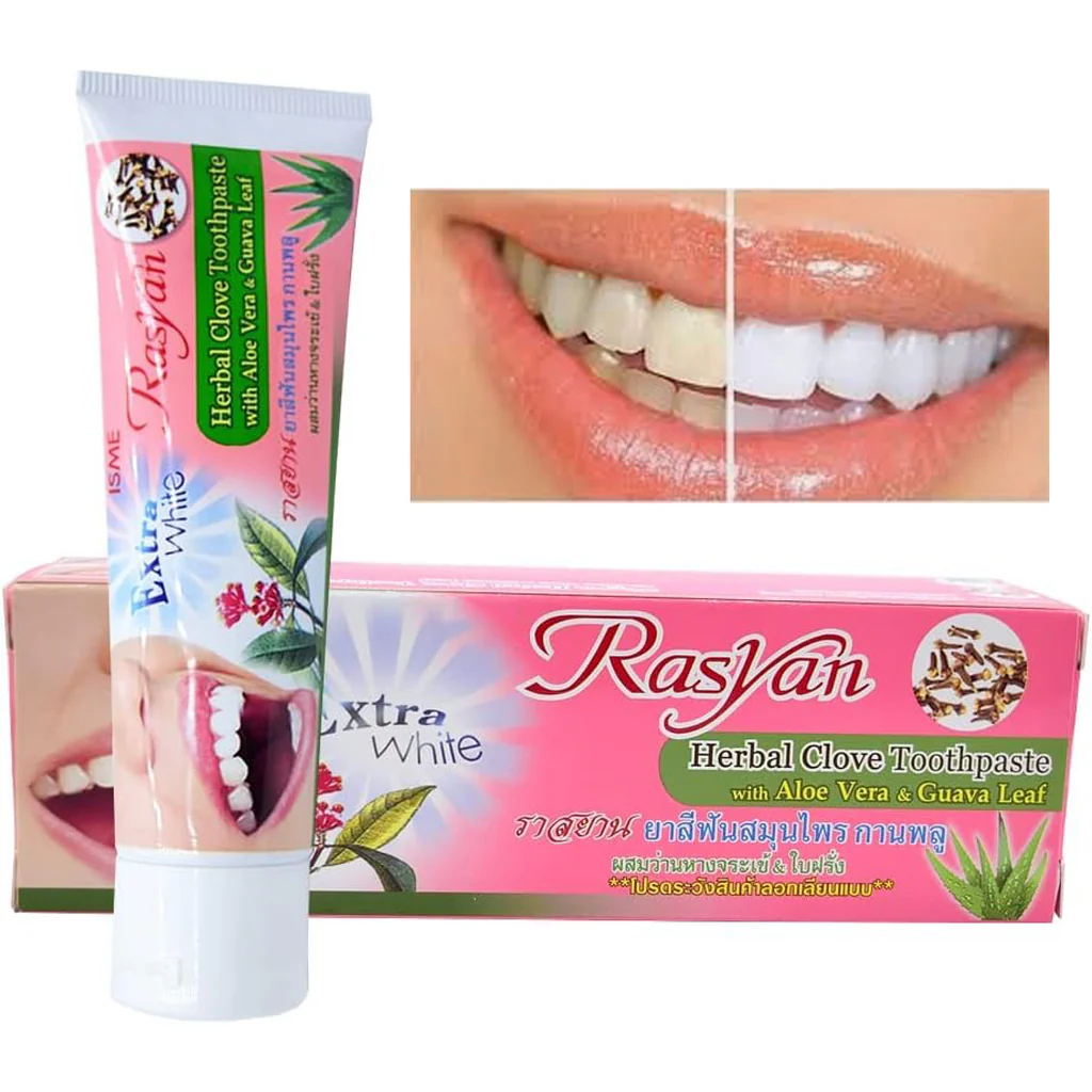 Rasyan Extra White Herbal Clove Toothpaste with Aloe Vera & Guava Leaf – 100g - Image 4