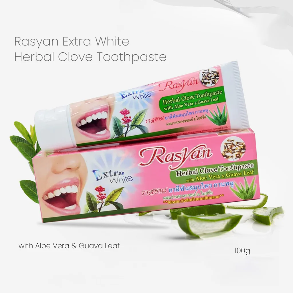 Rasyan Extra White Herbal Clove Toothpaste with Aloe Vera & Guava Leaf – 100g - Image 6