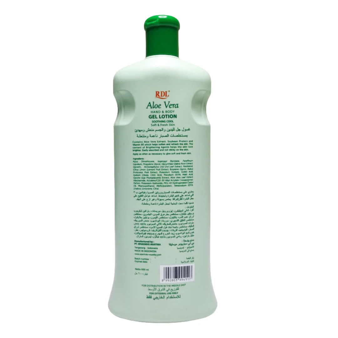 RDL Aloe Vera Extract Hand & Body Gel Lotion - 600ml - Image 2