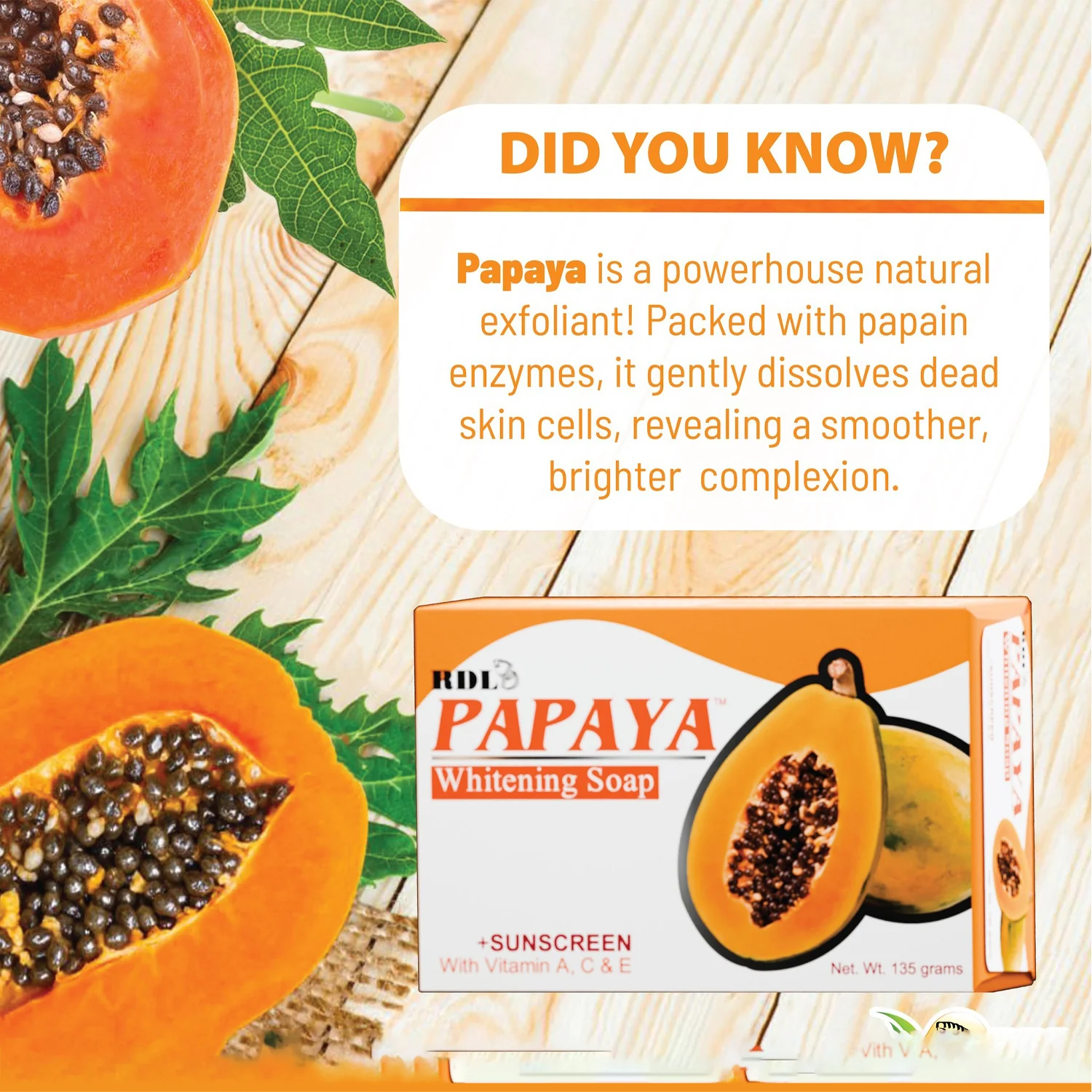 RDL Papaya Brightening Soap with Sunscreen – 3X Value Pack (3 x 65g) - Image 5