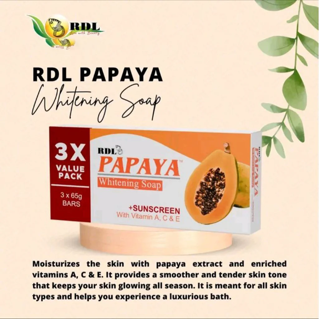 RDL Papaya Brightening Soap with Sunscreen – 3X Value Pack (3 x 65g) - Image 7