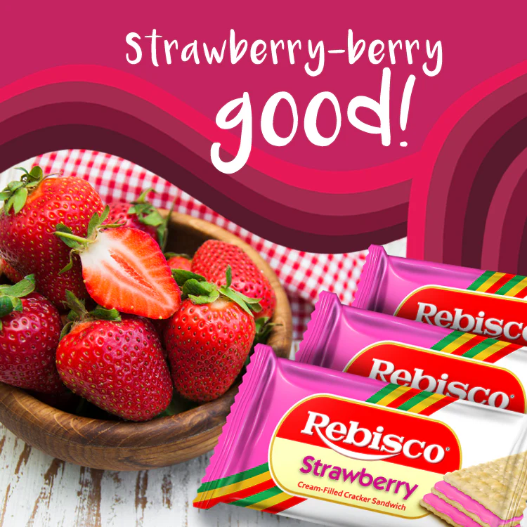 Rebisco Strawberry Filled Cracker Sandwich - 10 x 32g (320g) - Image 2