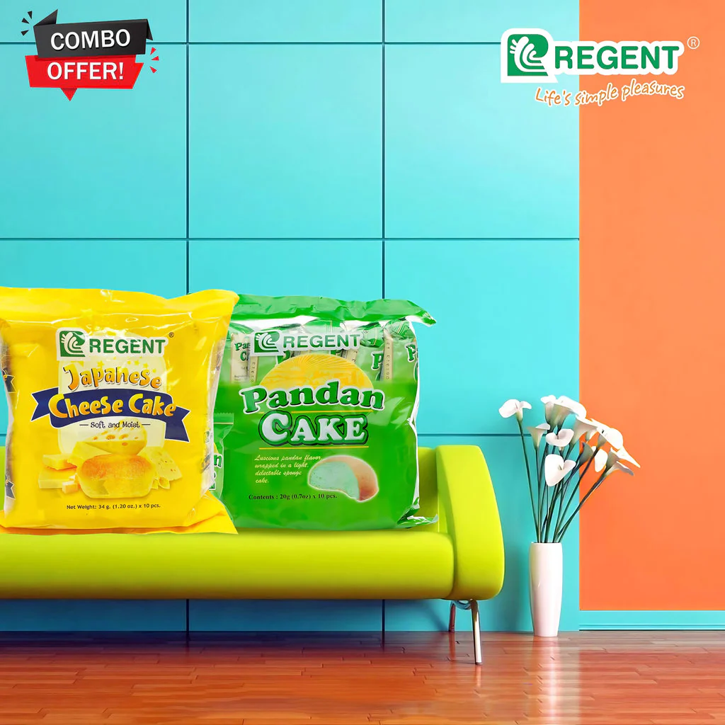 Regent Combo Pack: Japanese Cheese Cake (34g x 10pcs) + Pandan Cake (20g x 10pcs) - Image 2