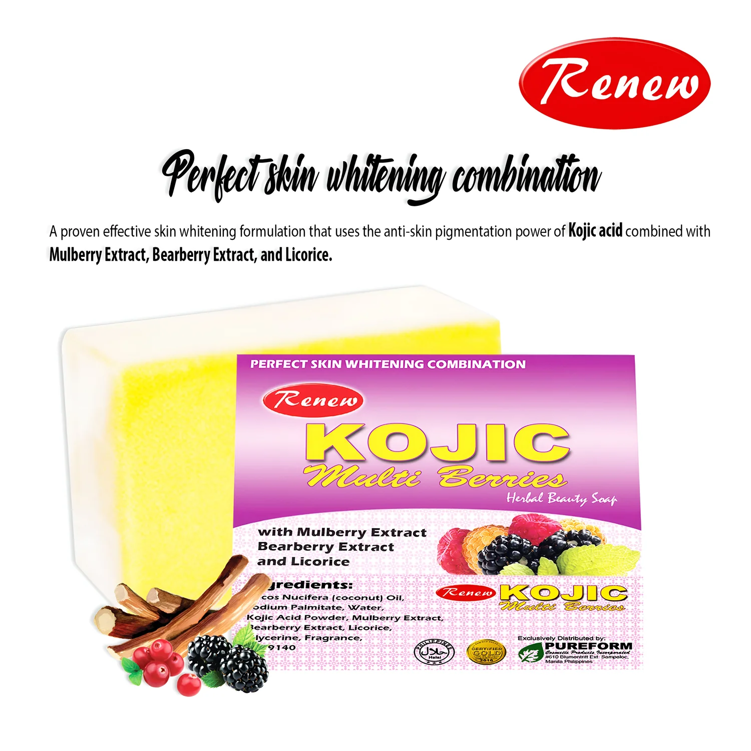 Renew Kojic Multi Berries Herbal Beauty Soap - 135g - Image 6