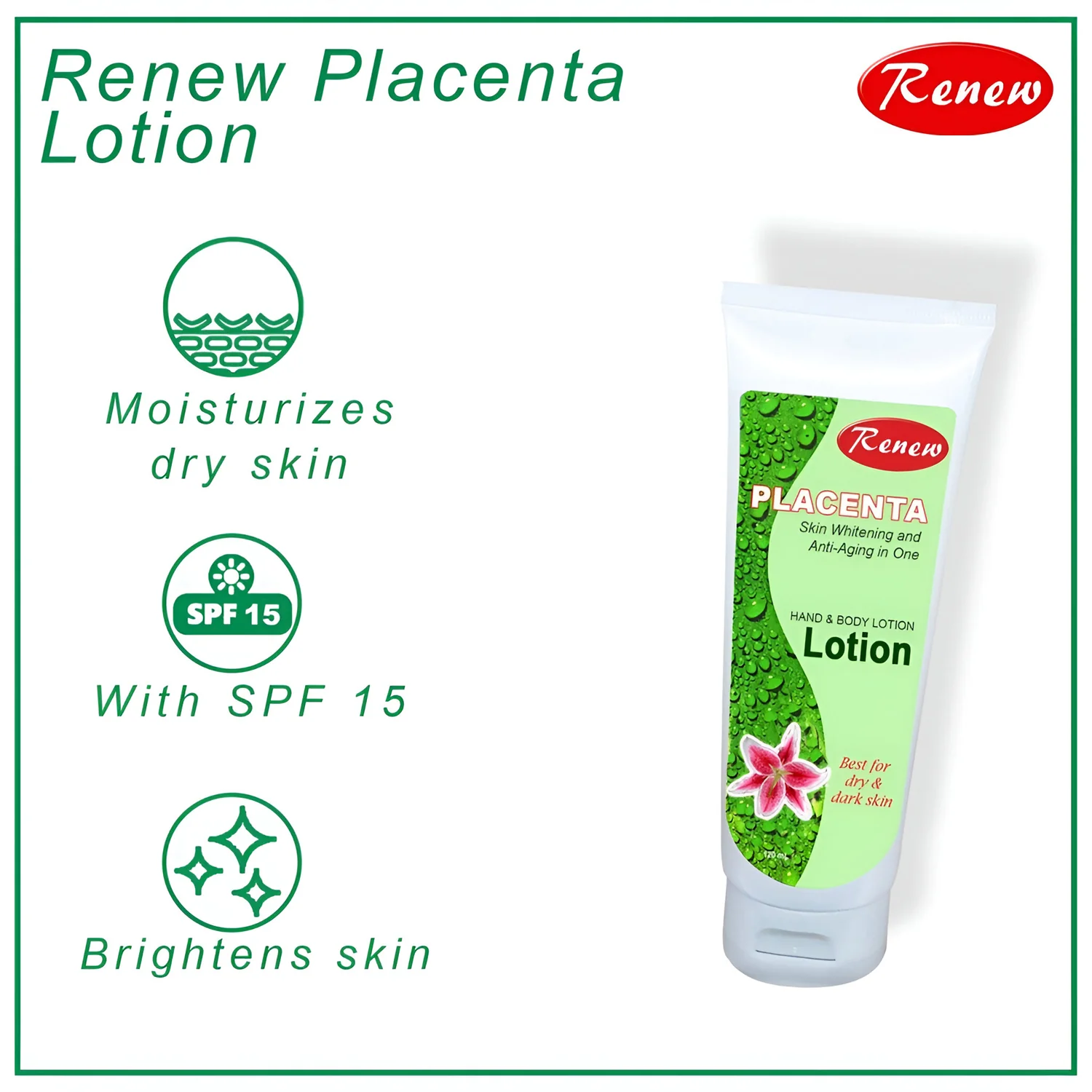 Renew Placenta Skin Whitening & Anti-Aging In One Hand & Body Loction - 120ml - Image 5
