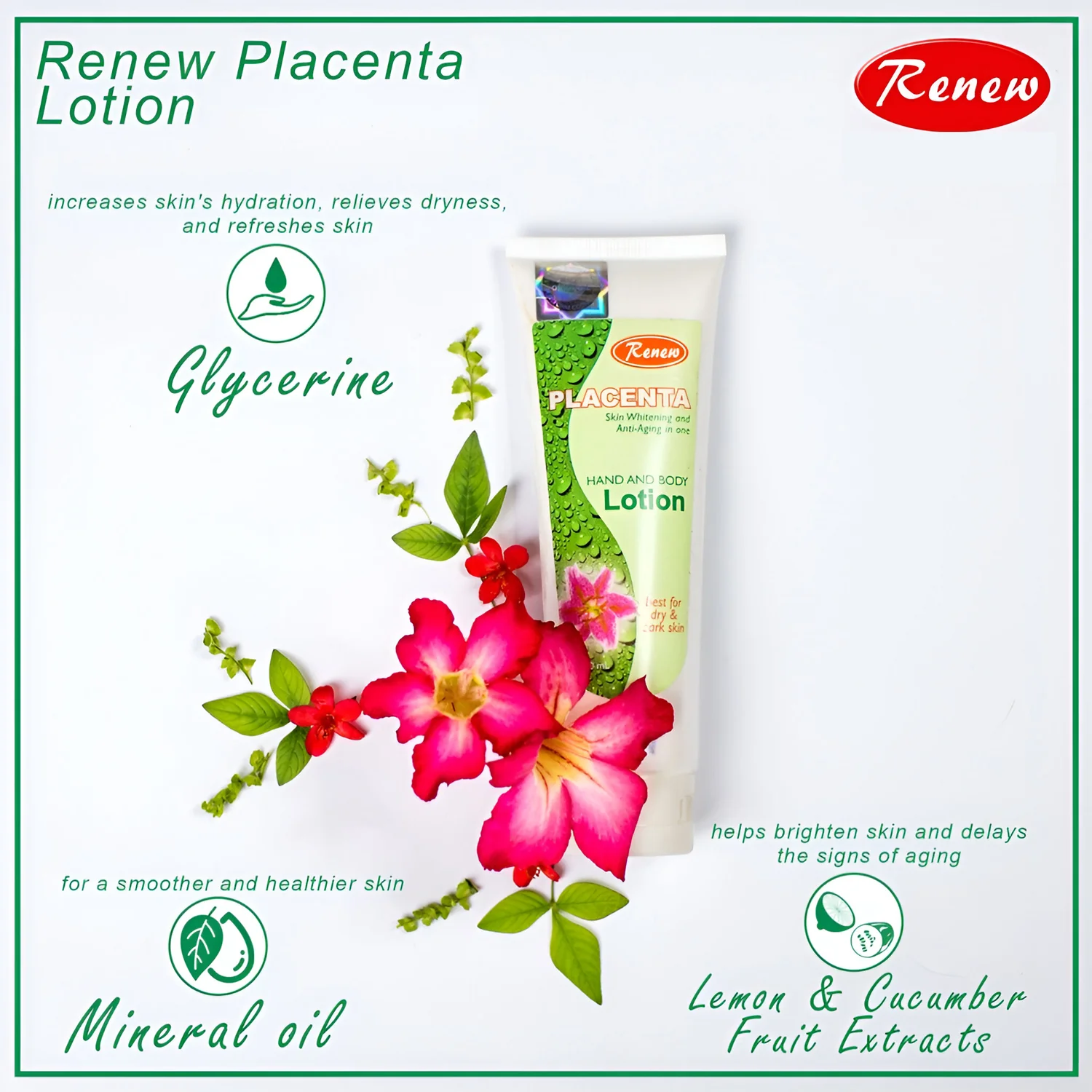 Renew Placenta Skin Whitening & Anti-Aging In One Hand & Body Loction - 120ml - Image 7
