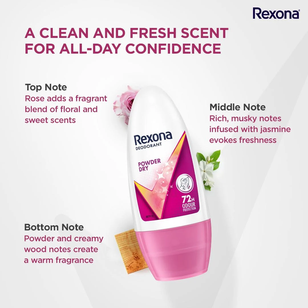 Rexona Powder Dry Roll-On Deodorant for Women – 50ml - Image 3