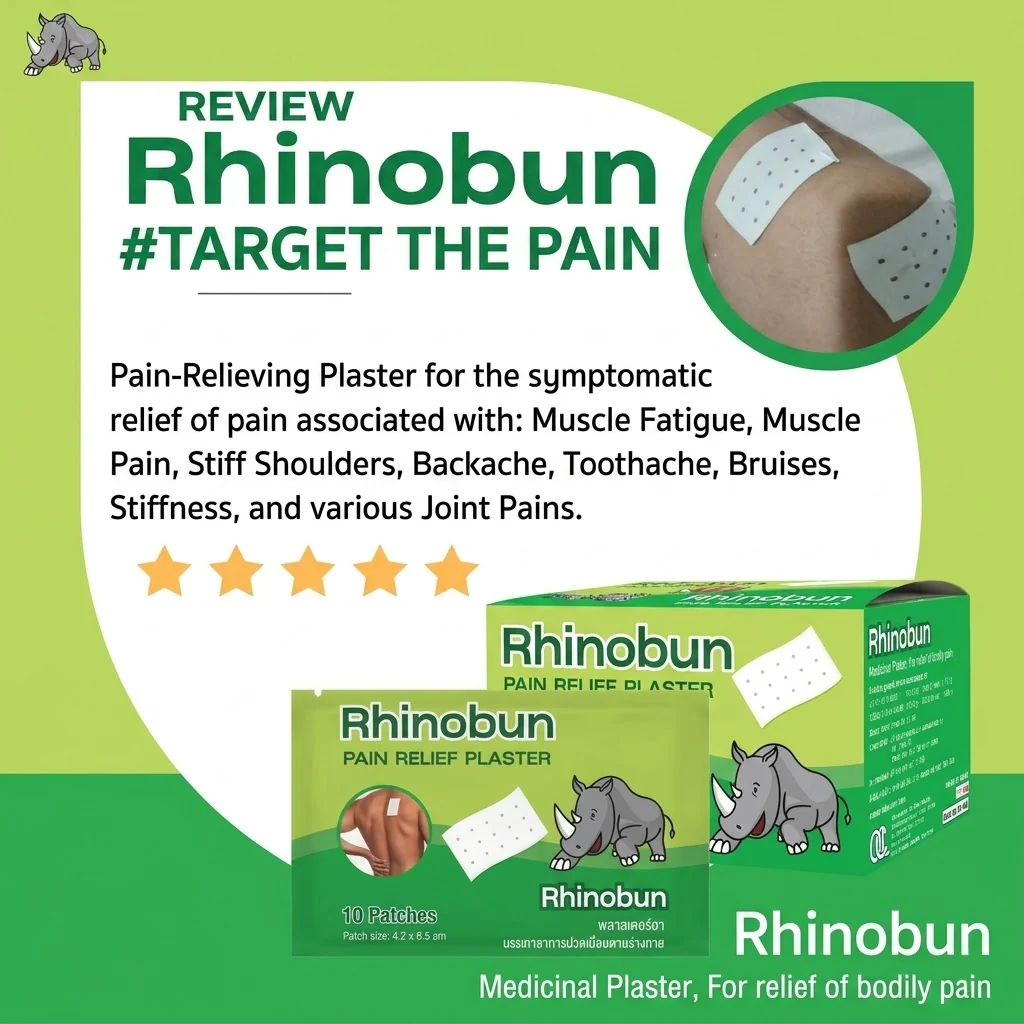 Rhinobun Pain Relief Plaster Sachet (10 Sheets) - Image 2