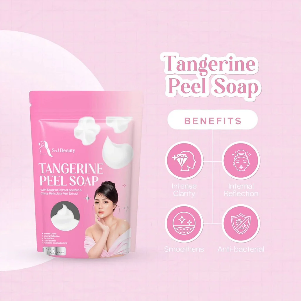 S&J Beauty Tangerine Peel Soap - 70g x 5 Bars (350g Total) - Image 4