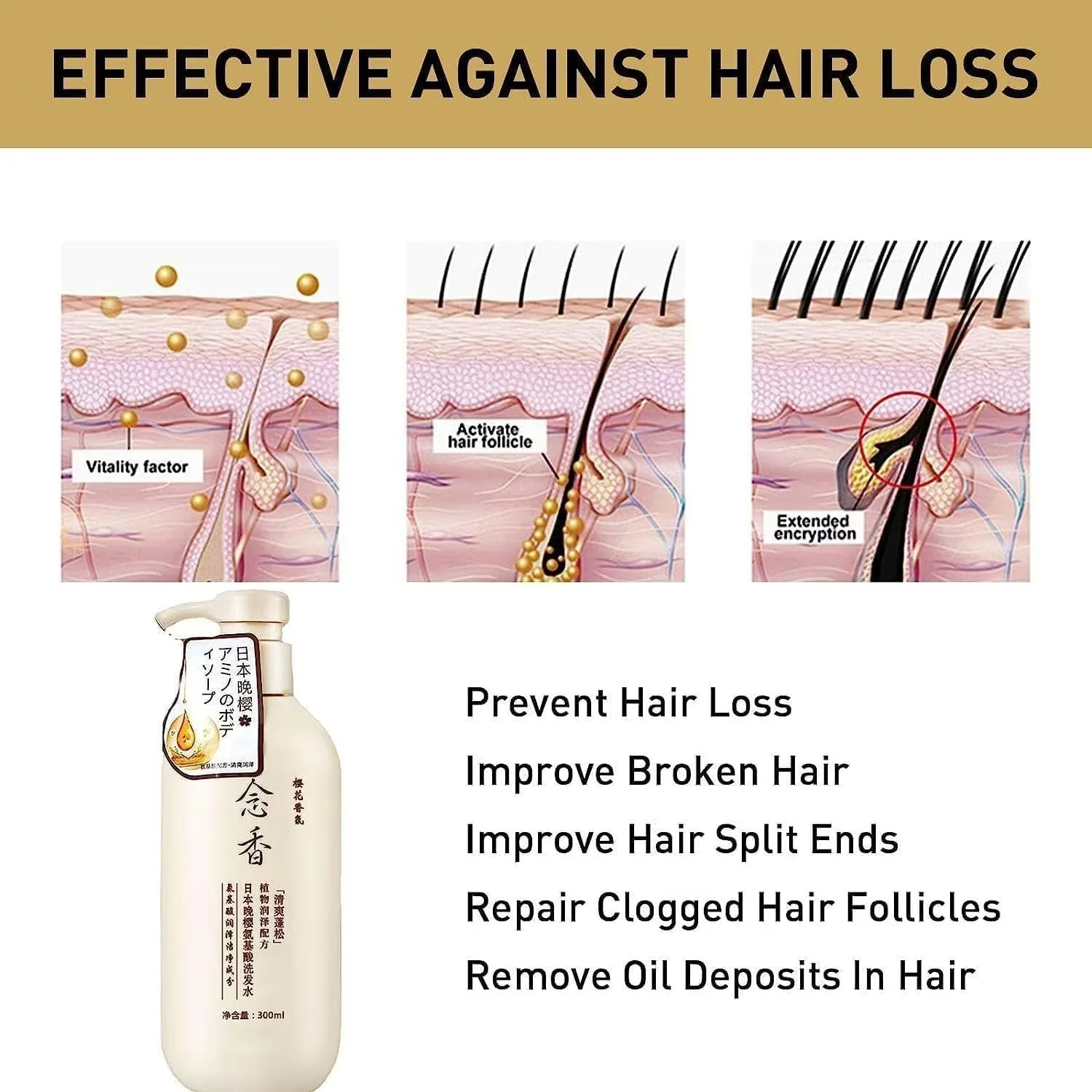 Sakura Japanese Hair Growth Shampoo - 300ml - Image 3