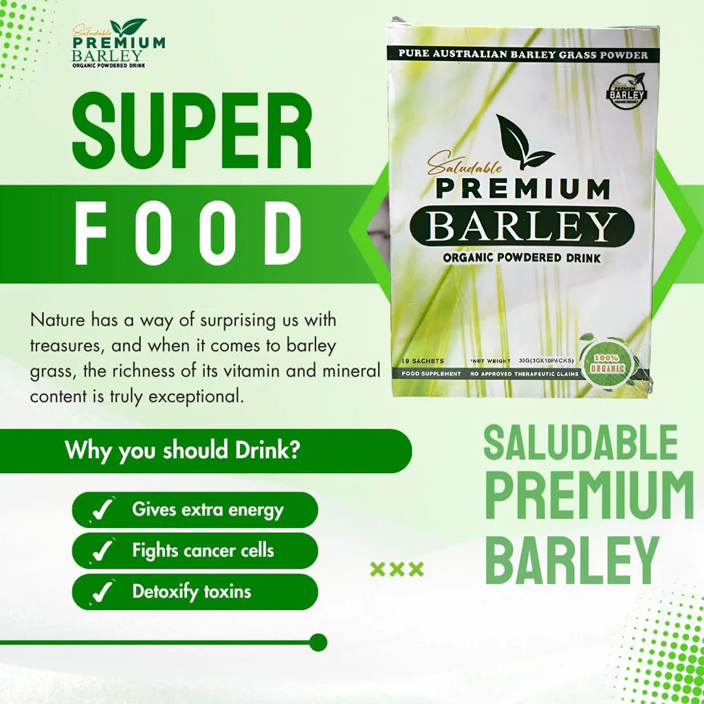 Saludable Premium Barley – Organic Powdered Drink (3g x 10 Sachets) - Image 3