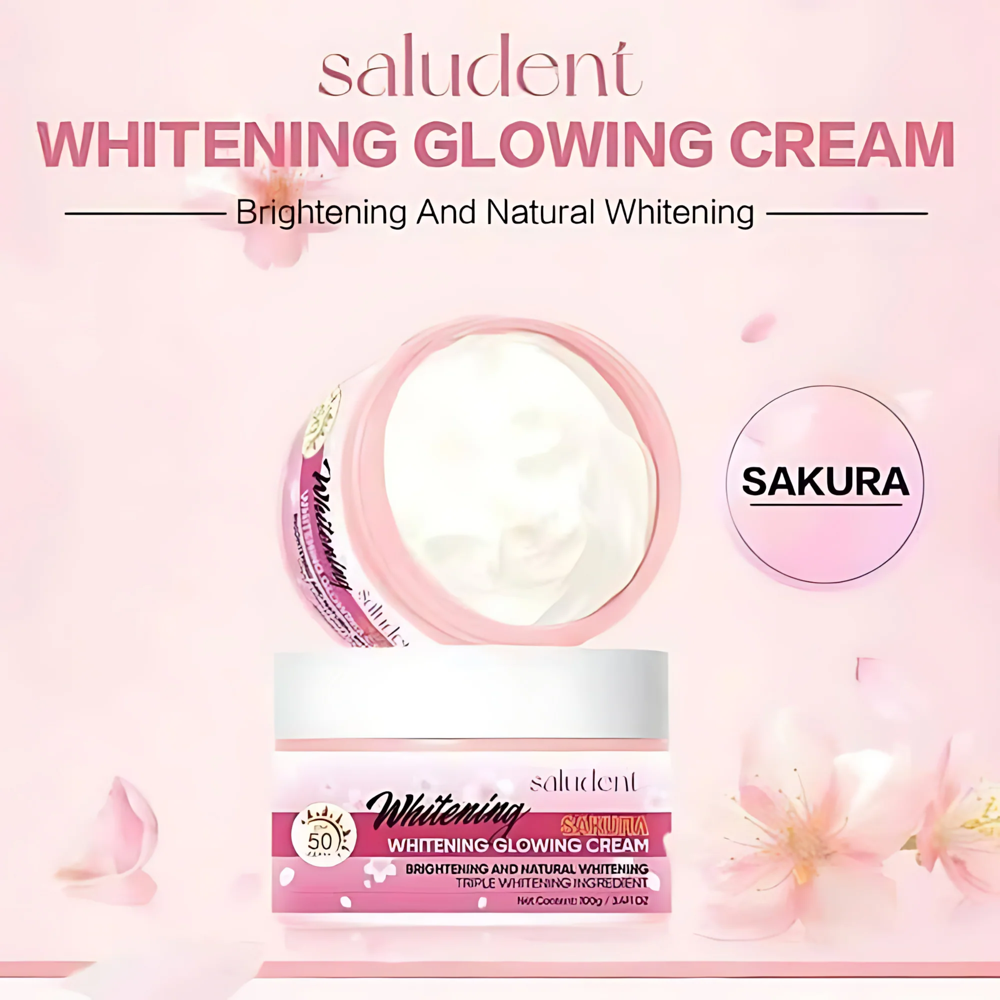 Saludent Brightening Sakura Brightening Glowing Cream SPF50 PA+++ – 100g - Image 9