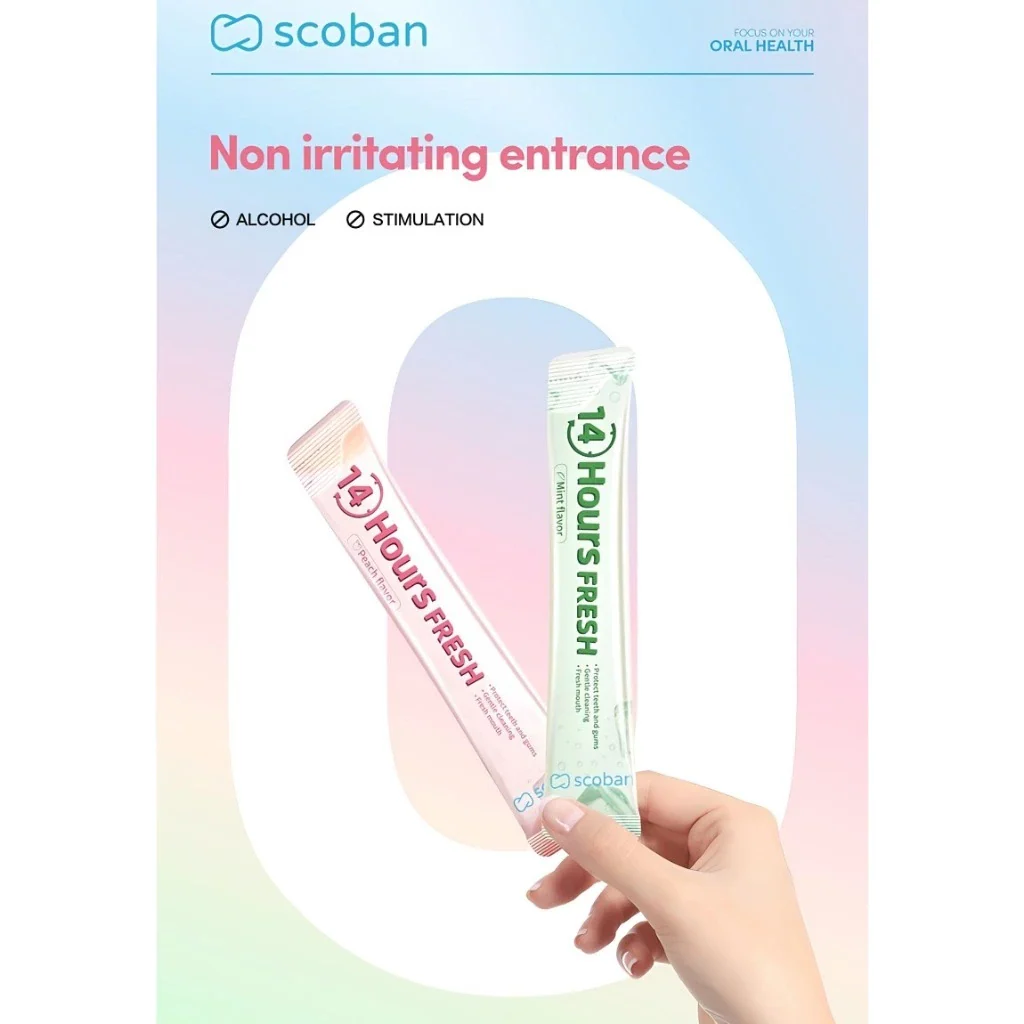 Scoban Mouthwash Refreshing Peach Flavor - 10ml × 20 Packs - Image 5