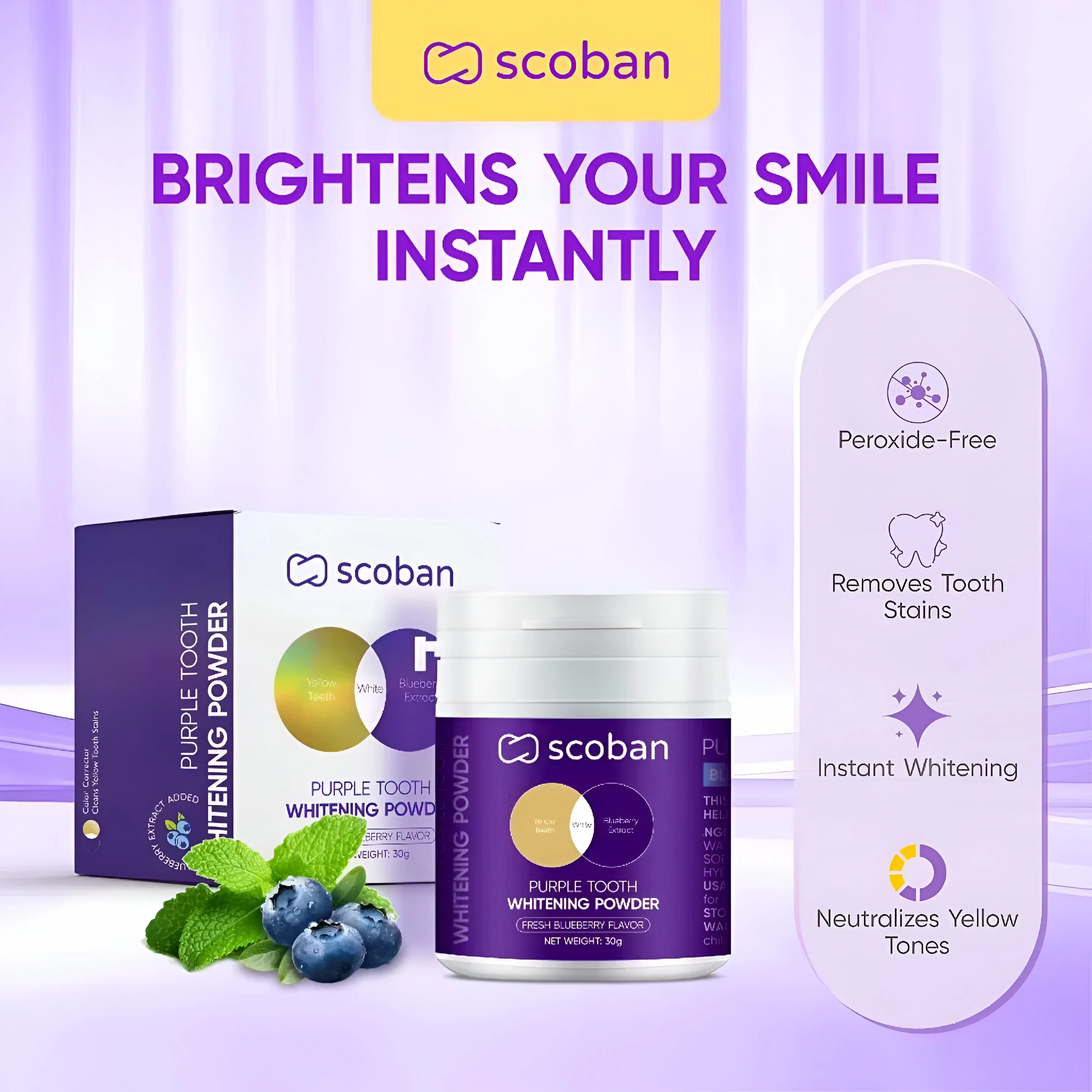 Scoban Purple Tooth Whitening Powder - 30g - Image 2