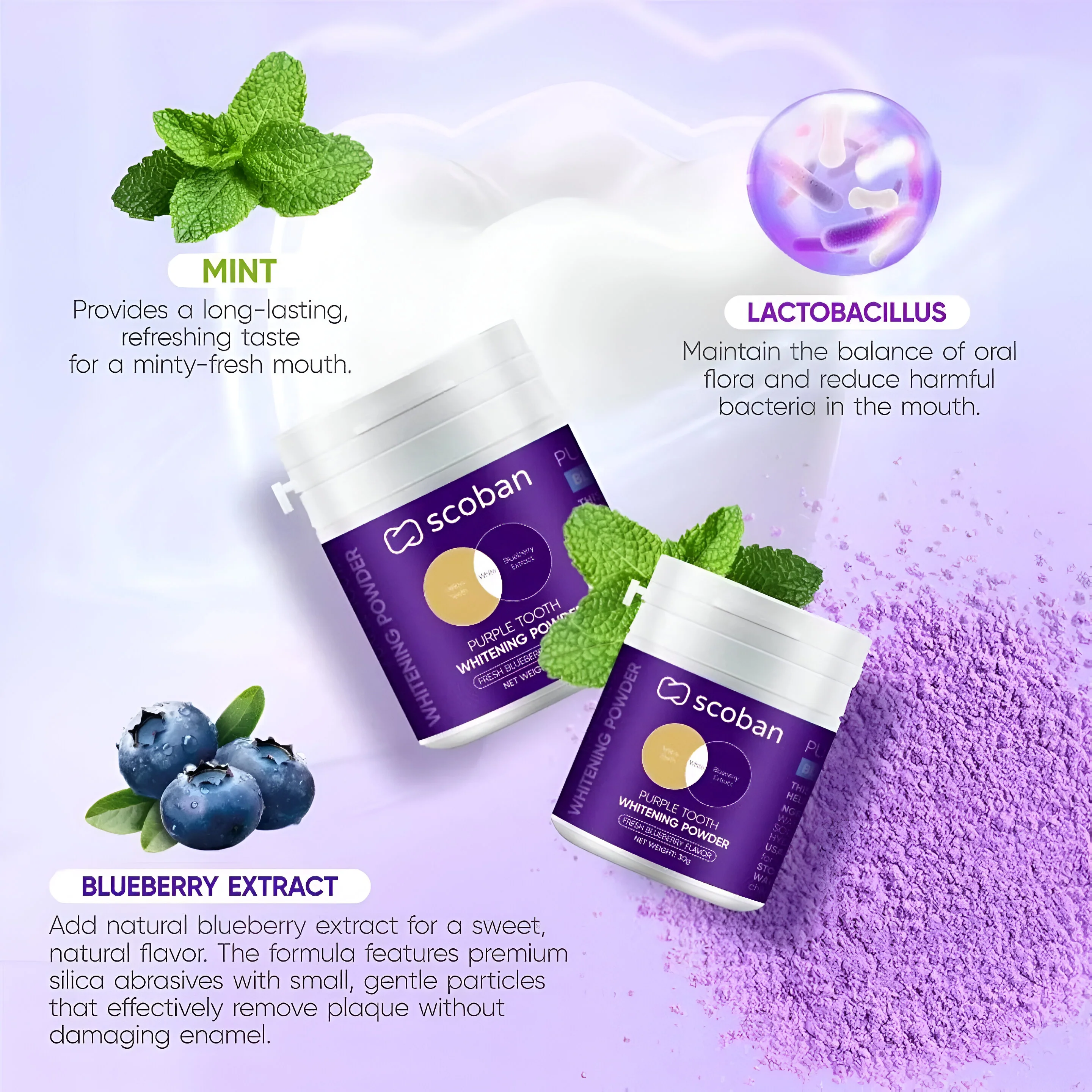 Scoban Purple Tooth Whitening Powder - 30g - Image 3