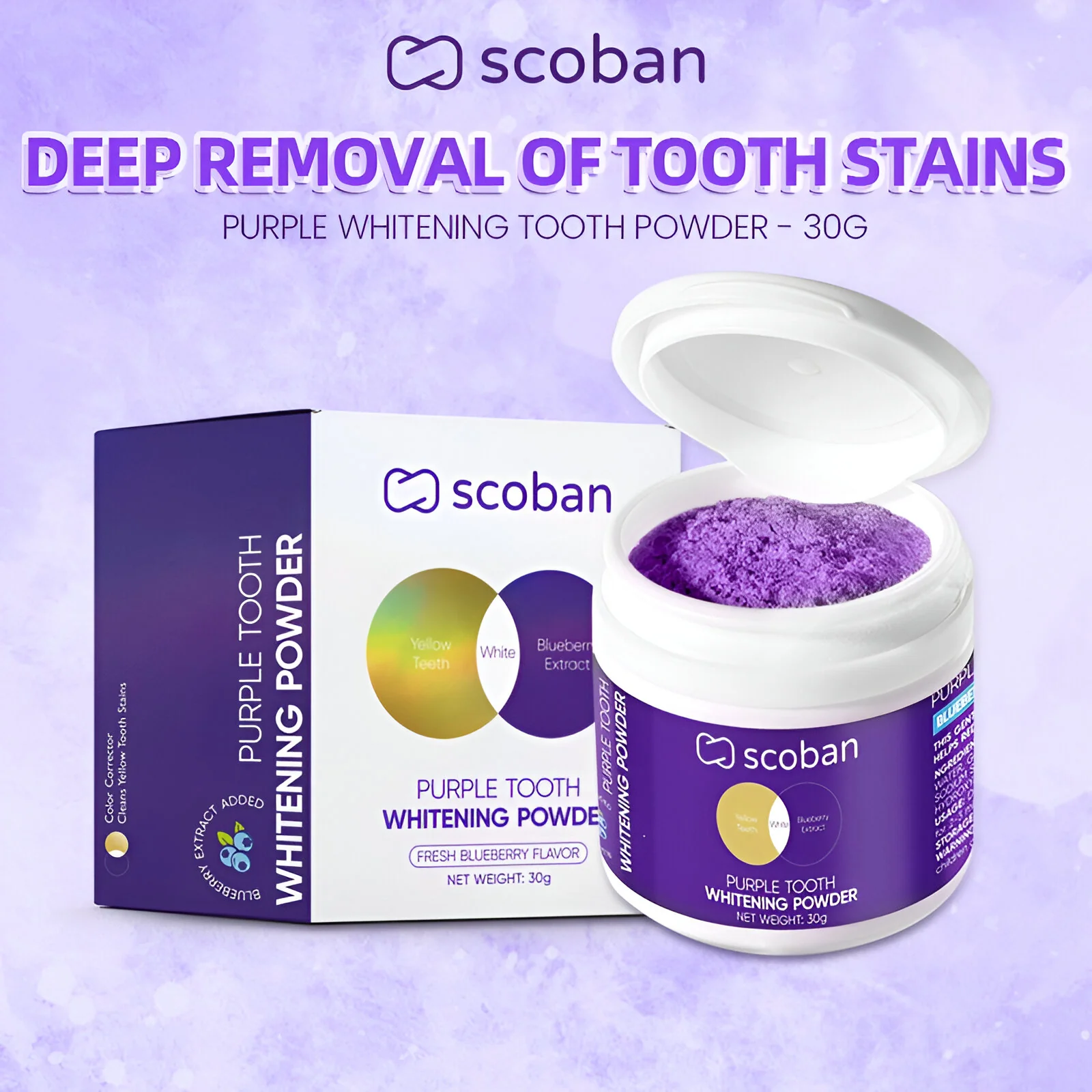 Scoban Purple Tooth Whitening Powder - 30g - Image 5