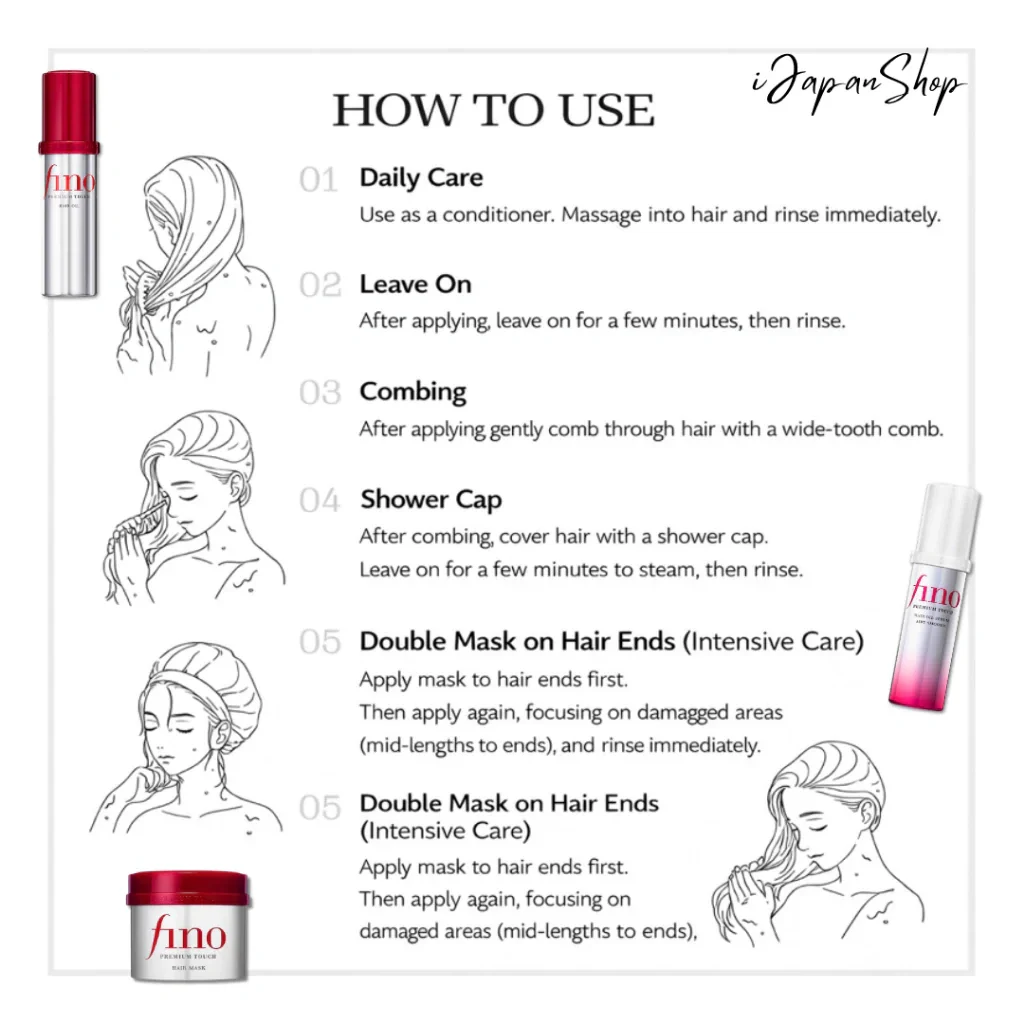 Shiseido Fino (Hair Mask+Hair Oil) Premium Touch Hair Care Combo - Image 6