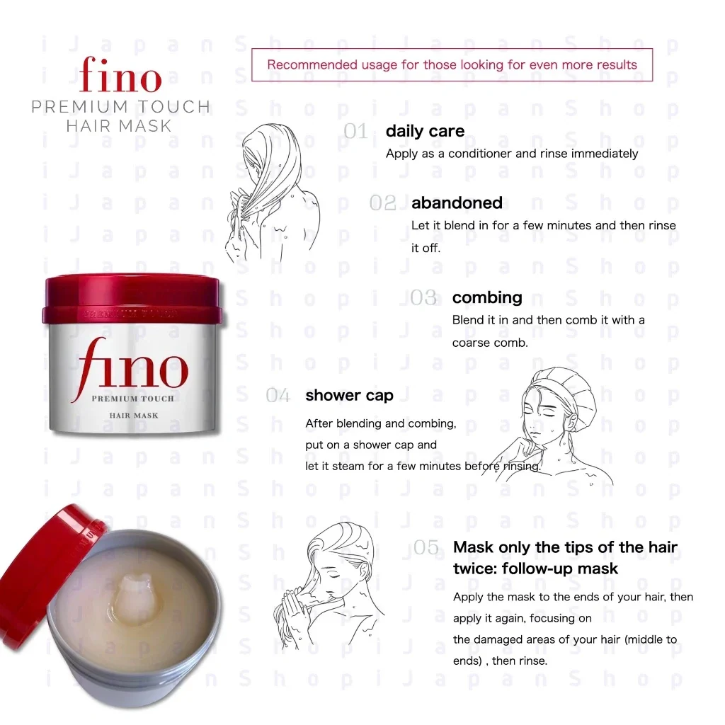 Shiseido Fino (Hair Mask+Hair Oil) Premium Touch Hair Care Combo - Image 7