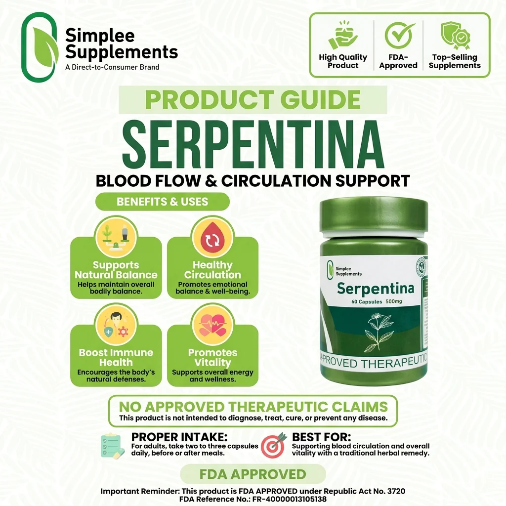 Simplee Supplements Serpentina 500mg – 60 Capsules - Image 6