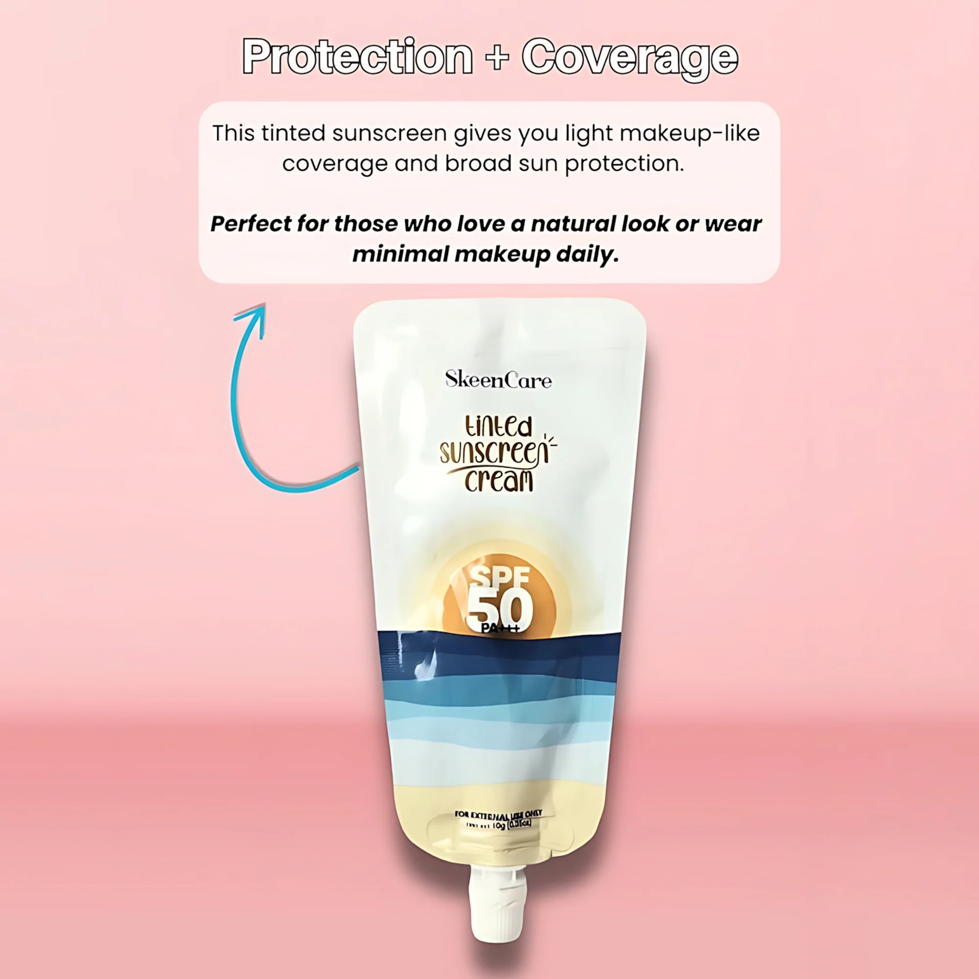 SkeenCare Tinted Sunscreen Cream SPF 50 PA+++ –  10g Sachet - Image 2