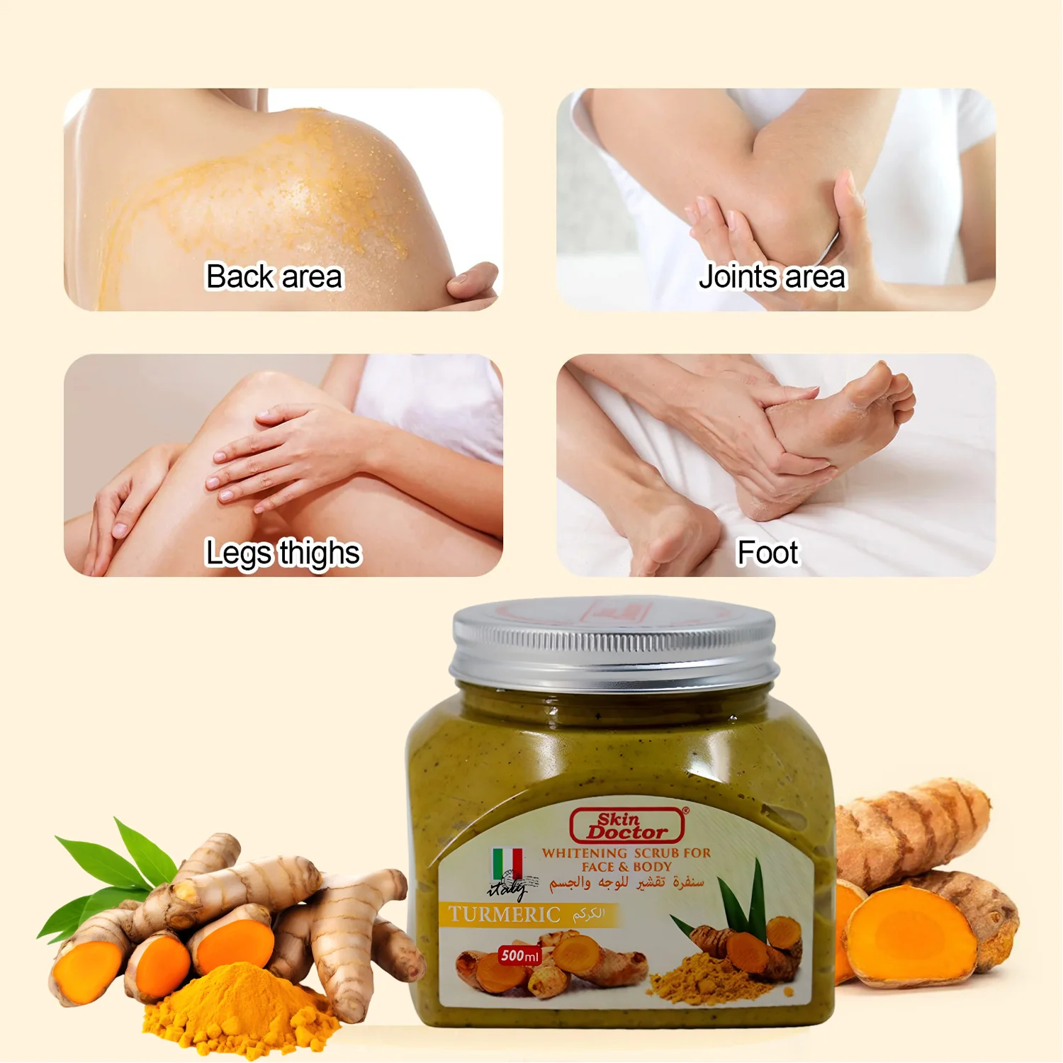Skin Doctor Whitening Scrub For Face & Body - Turmeric 500ml - Image 2