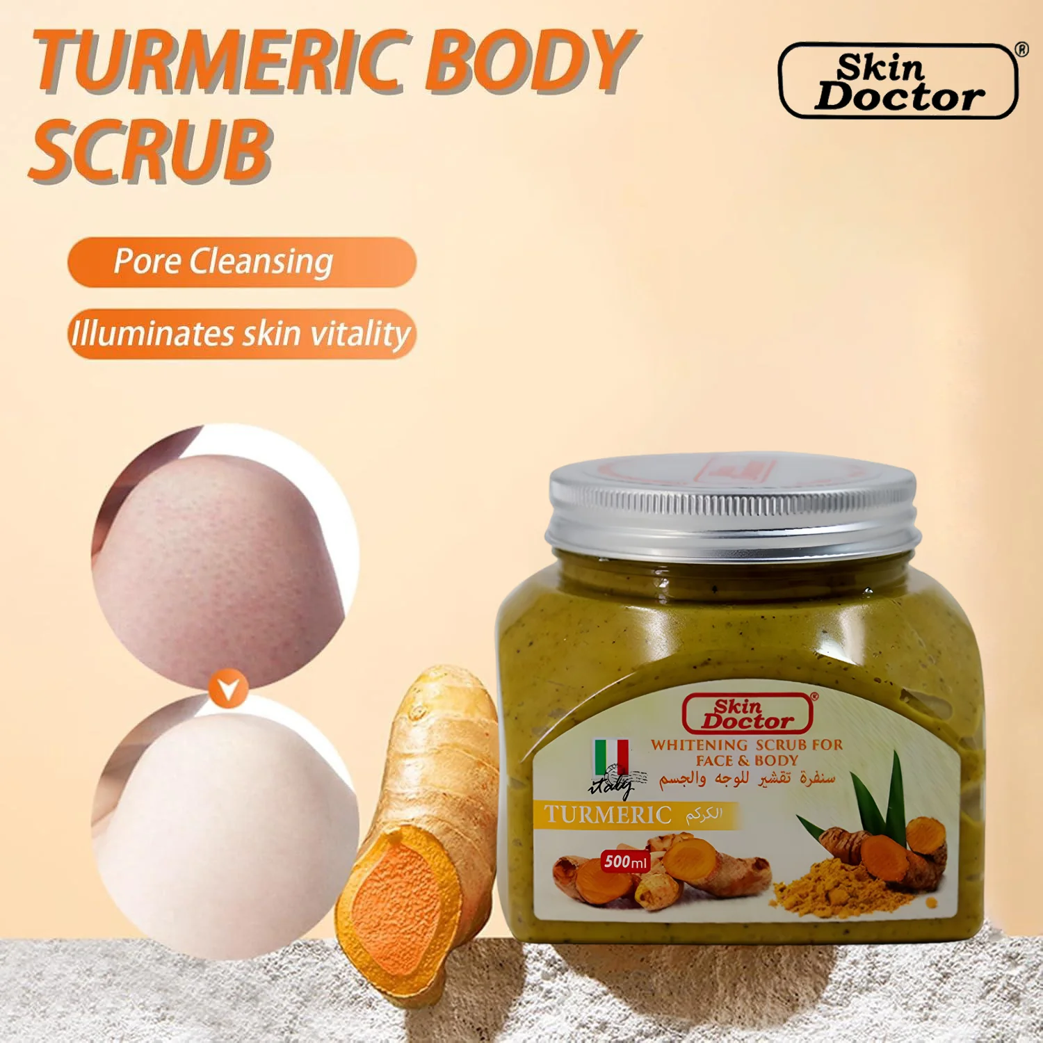 Skin Doctor Whitening Scrub For Face & Body - Turmeric 500ml - Image 9