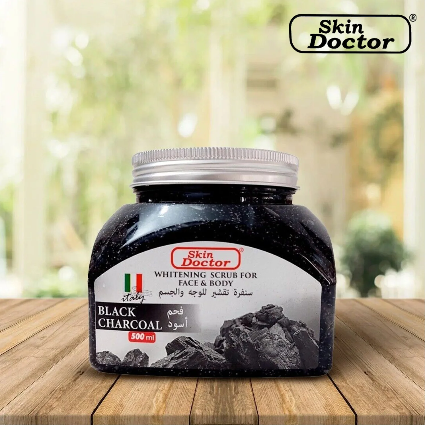 Skin Doctor Face & Body Whitening Scrub – Black Charcoal 500ml - Image 2