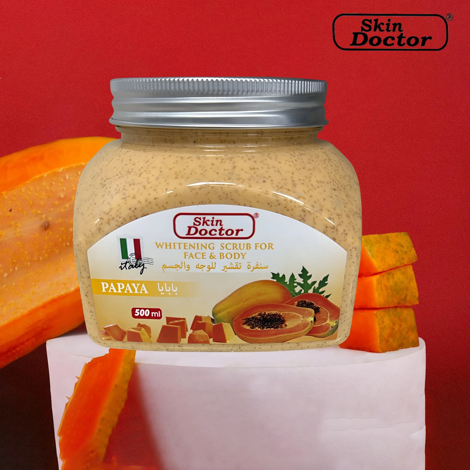 Skin Doctor Face & Body Whitening Scrub – Papaya 500ml - Image 3