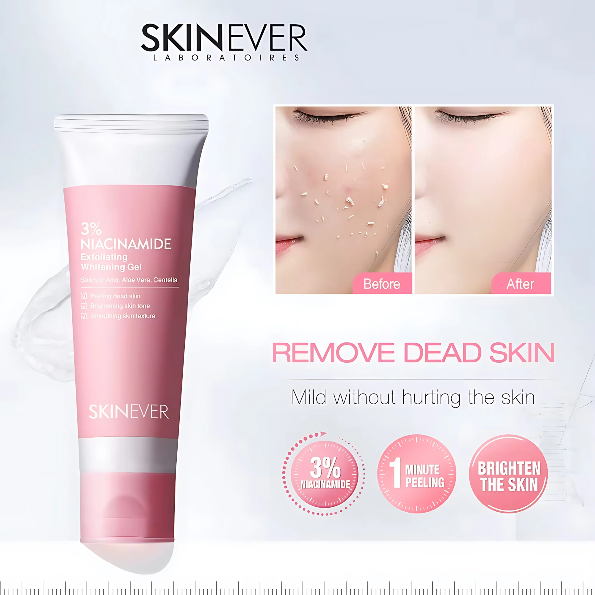 SKINEVER 3% Niacinamide Exfoliating Whitening Gel – 55ml - Image 7