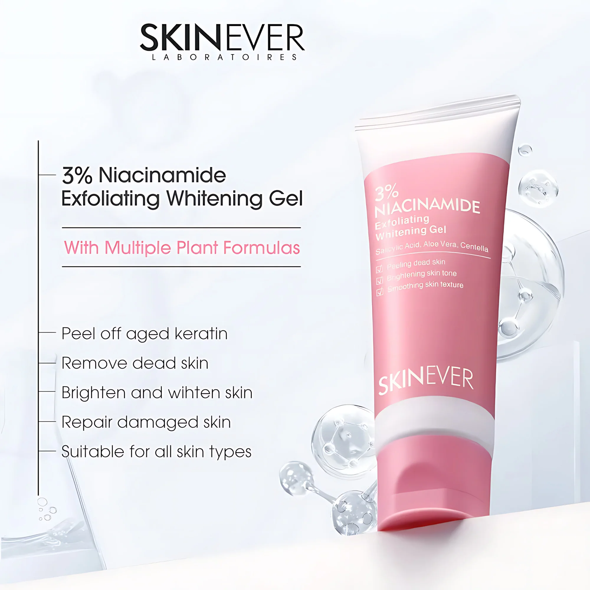 SKINEVER 3% Niacinamide Exfoliating Whitening Gel – 55ml - Image 8