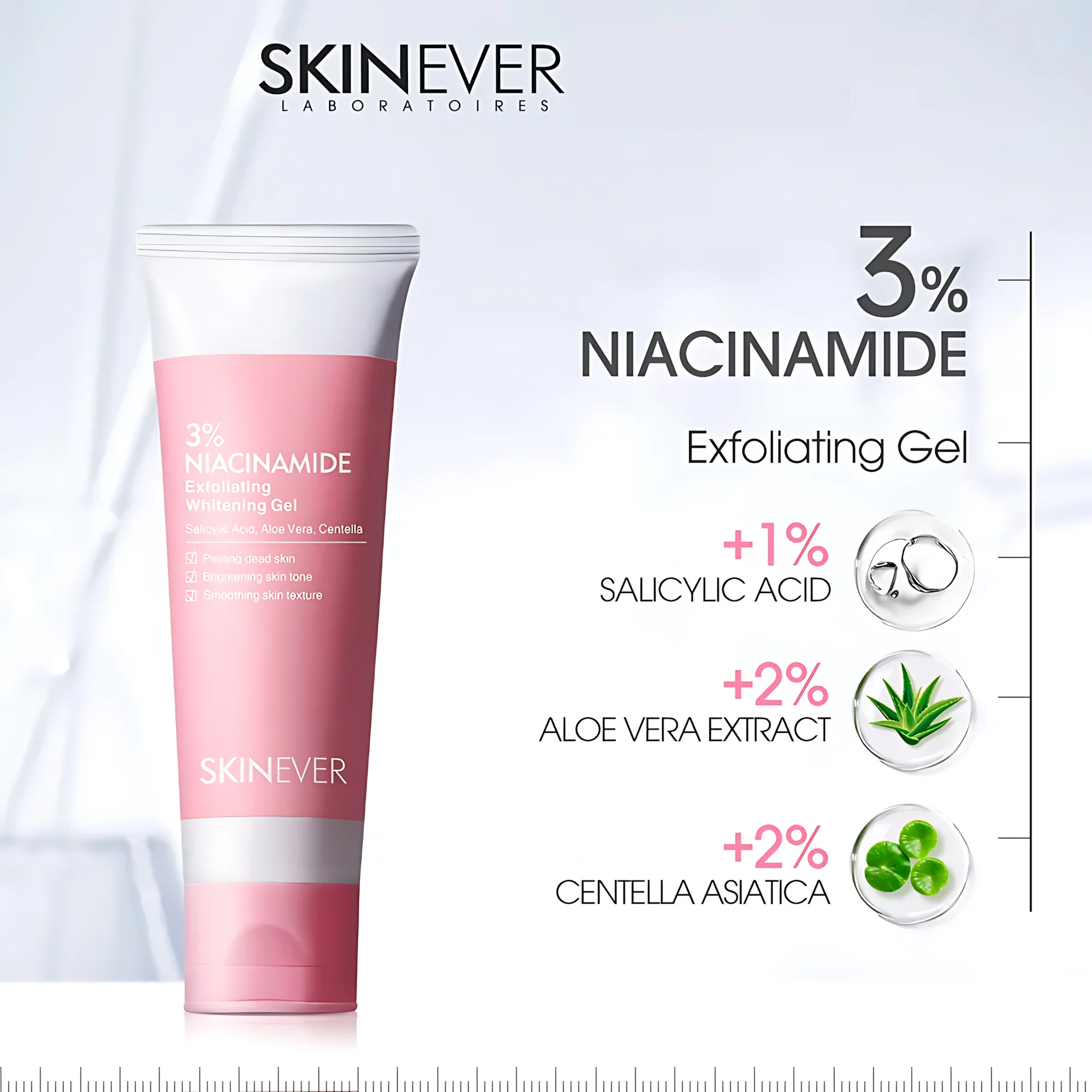 SKINEVER 3% Niacinamide Exfoliating Whitening Gel – 55ml - Image 9