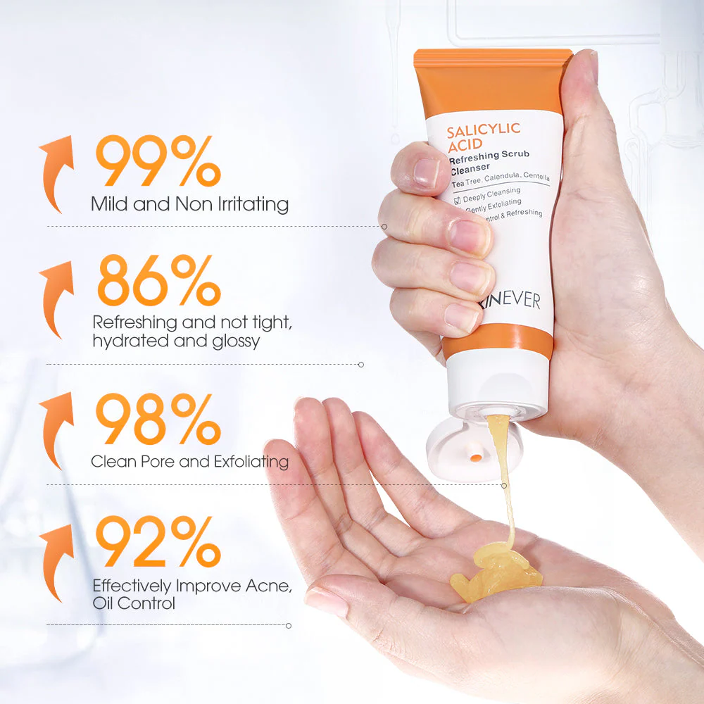 Skinever Salicylic Acid Refreshing Scrub Cleanser - 75ml - Image 2