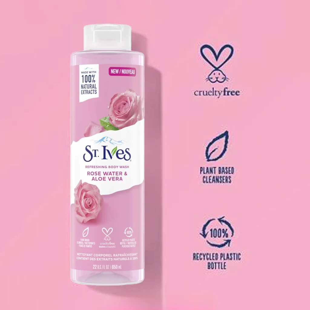 St. Ives Refreshing Body Wash – Rose Water & Aloe Vera (650ml) - Image 10