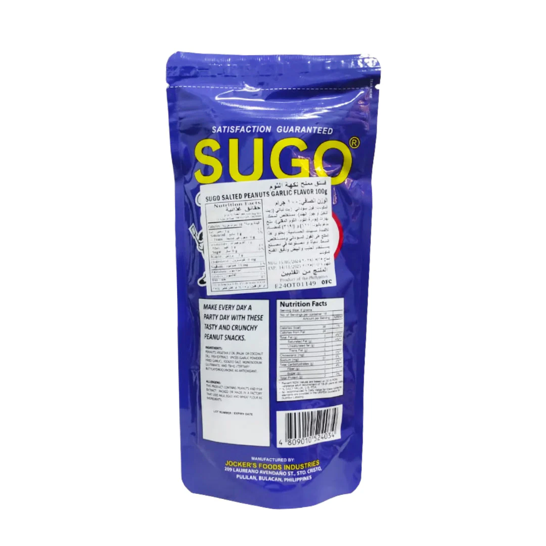 Sugo Greaseless Salted Peanuts Garlic Flavor 100g - Image 2