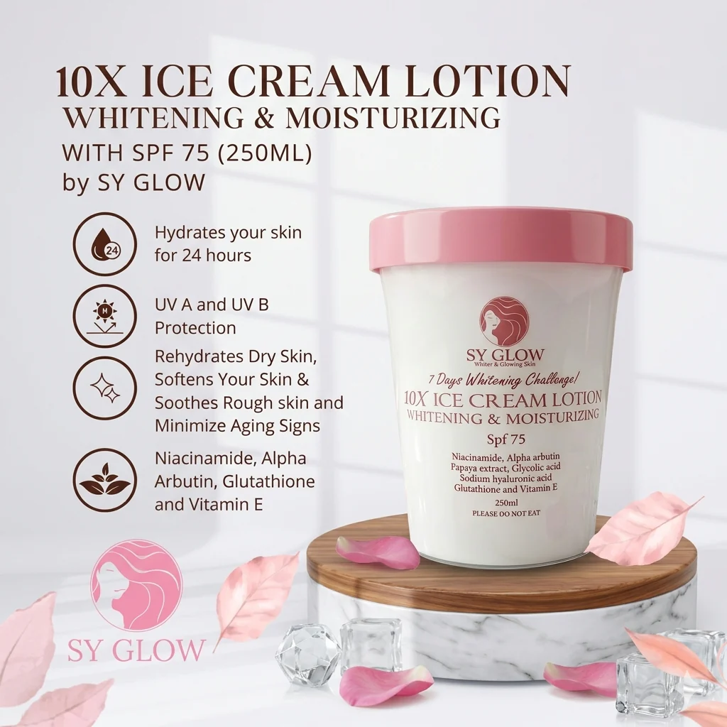 SY Glow 10X Ice Cream Body Lotion SPF 75 – 250ml - Image 5