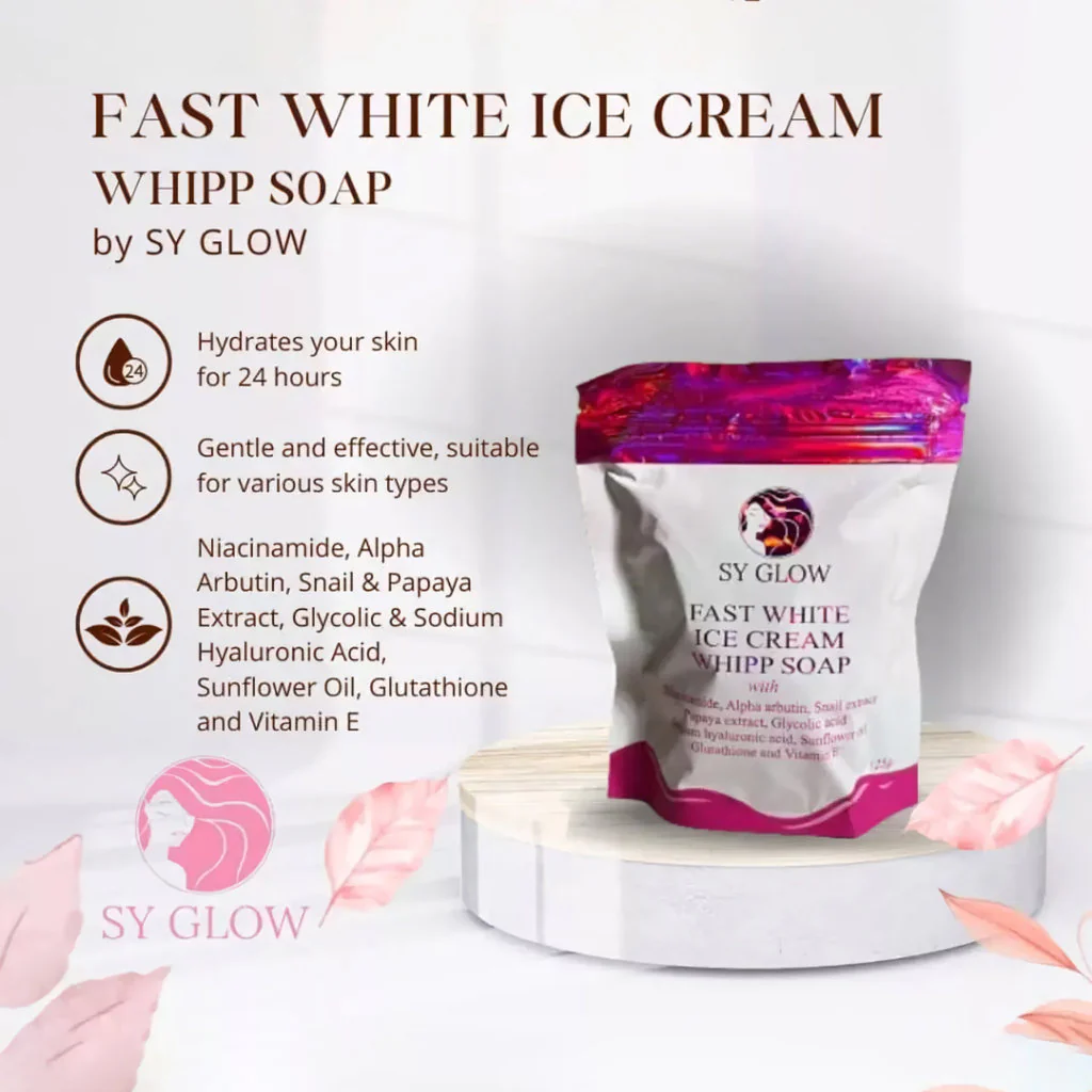 SY Glow Fast White Ice Cream Whipp Soap - 125g - Image 10