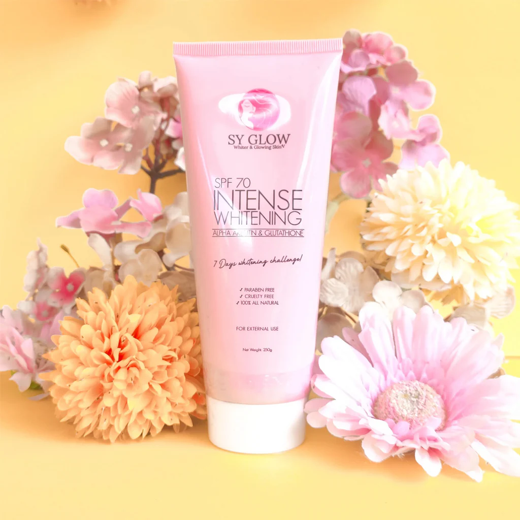 SY Glow Intense Whitening Lotion SPF 70 with Alpha Arbutin & Glutathione – 250ml - Image 2
