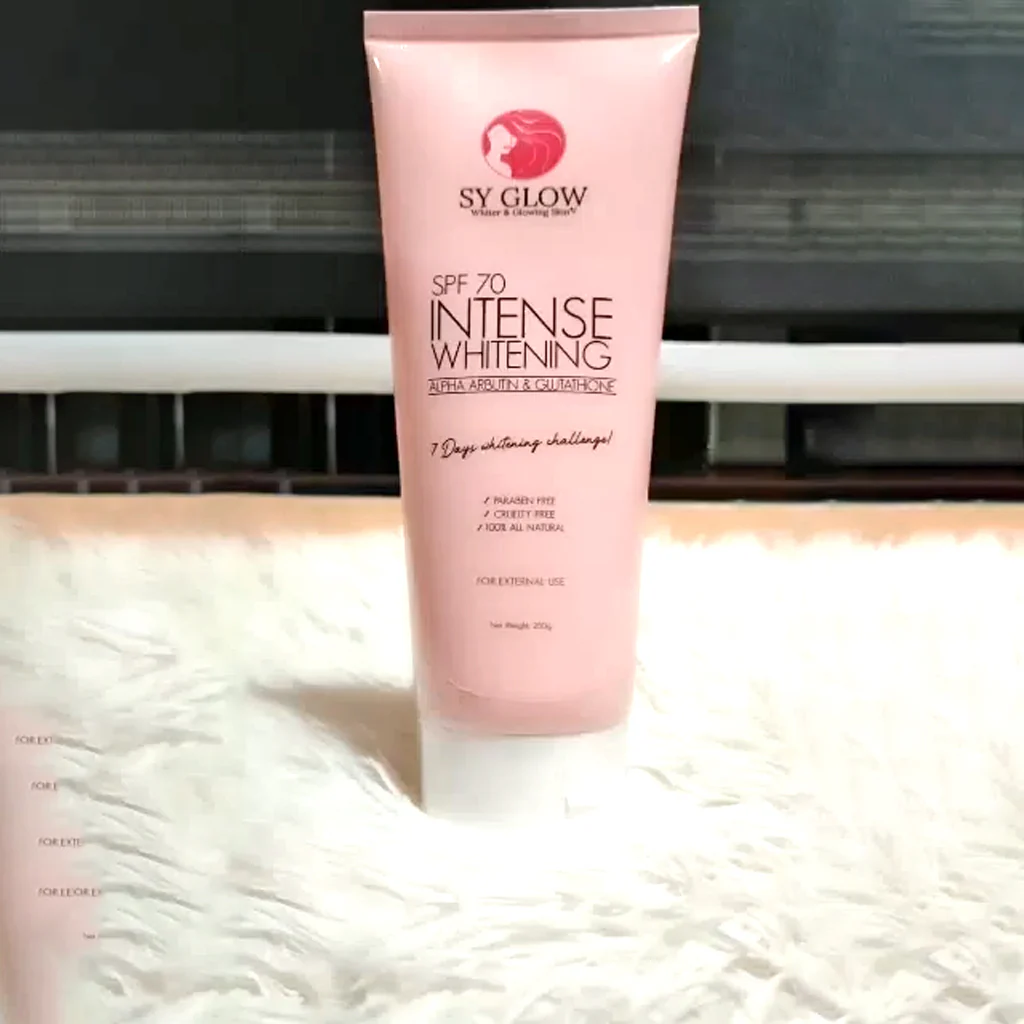 SY Glow Intense Whitening Lotion SPF 70 with Alpha Arbutin & Glutathione – 250ml - Image 6