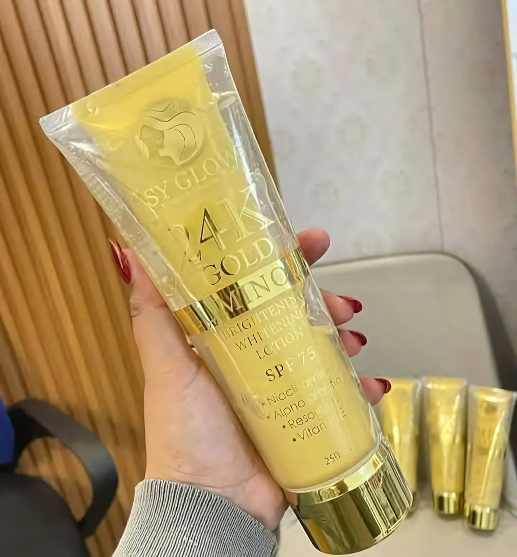 SY Glow Whitening Beauty – 24K Gold Luminous Lotion SPF 75 (250ml) - Image 4