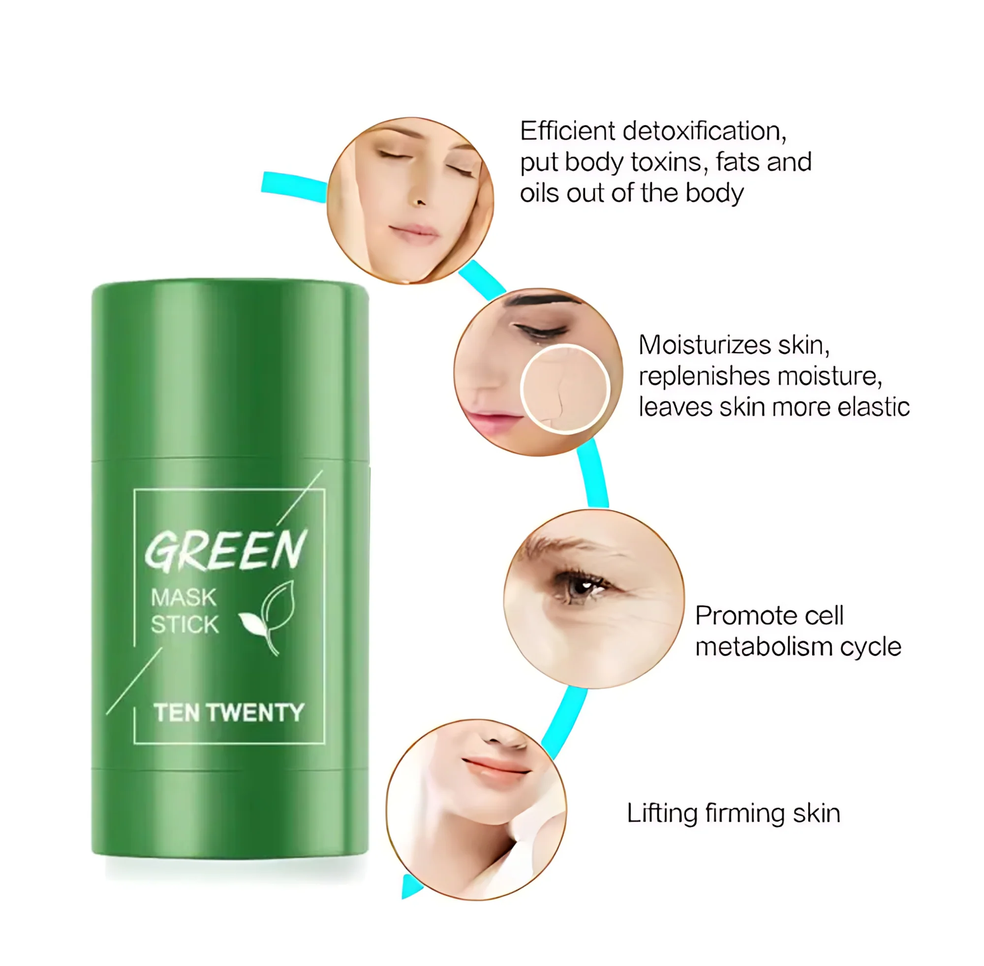 TEN TWENTY Green Mask Stick – Green Tea Oil Control Cleansing Solid Mask - Image 2