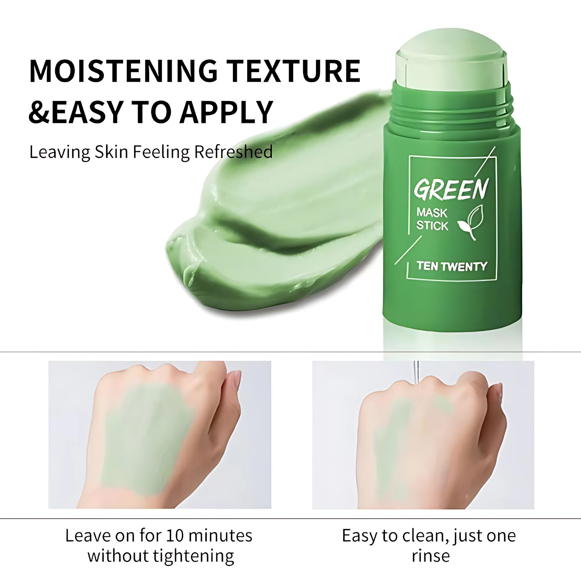 TEN TWENTY Green Mask Stick – Green Tea Oil Control Cleansing Solid Mask - Image 4