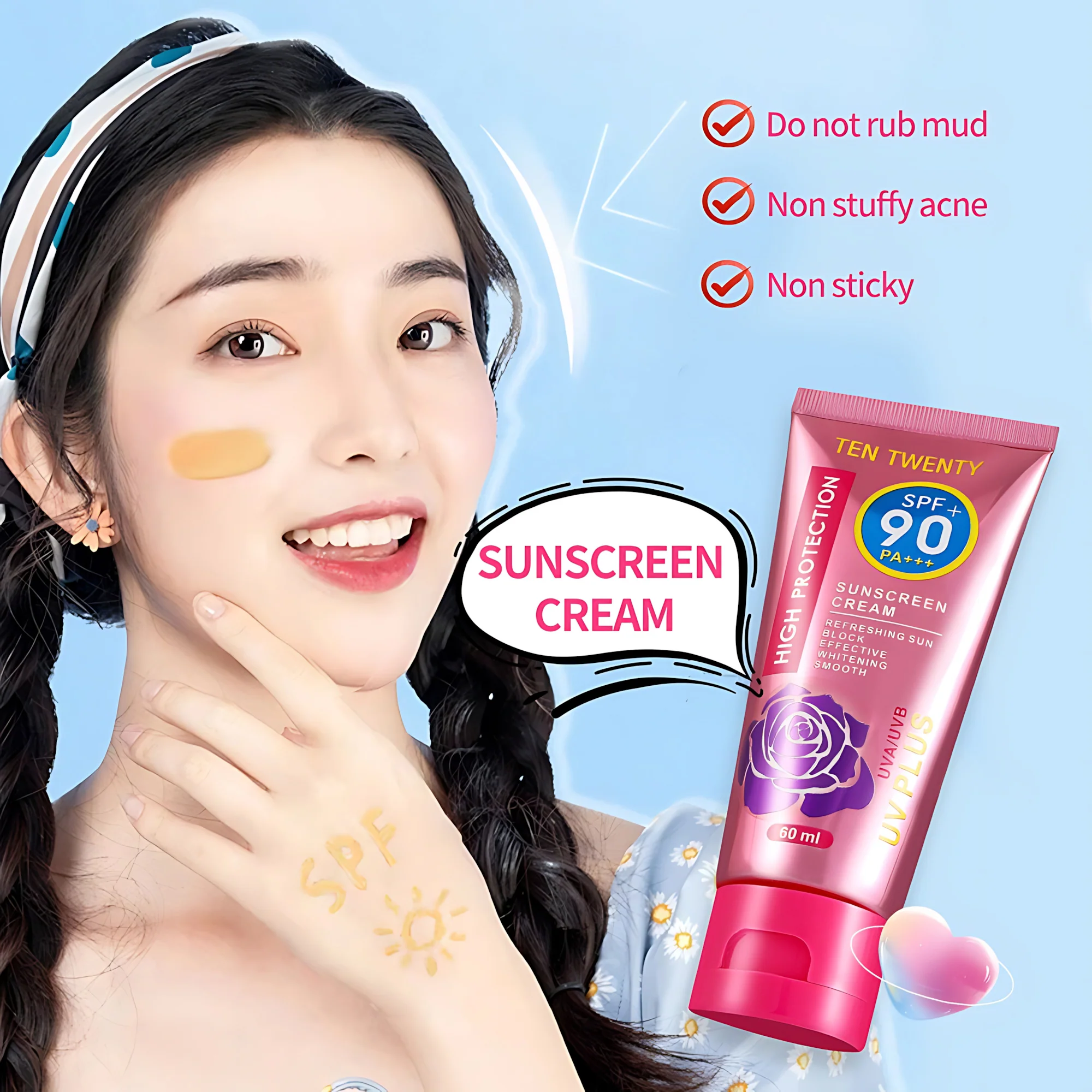 Ten Twenty Sunscreen Cream SPF 90 PA+++ - 60ml - Image 6